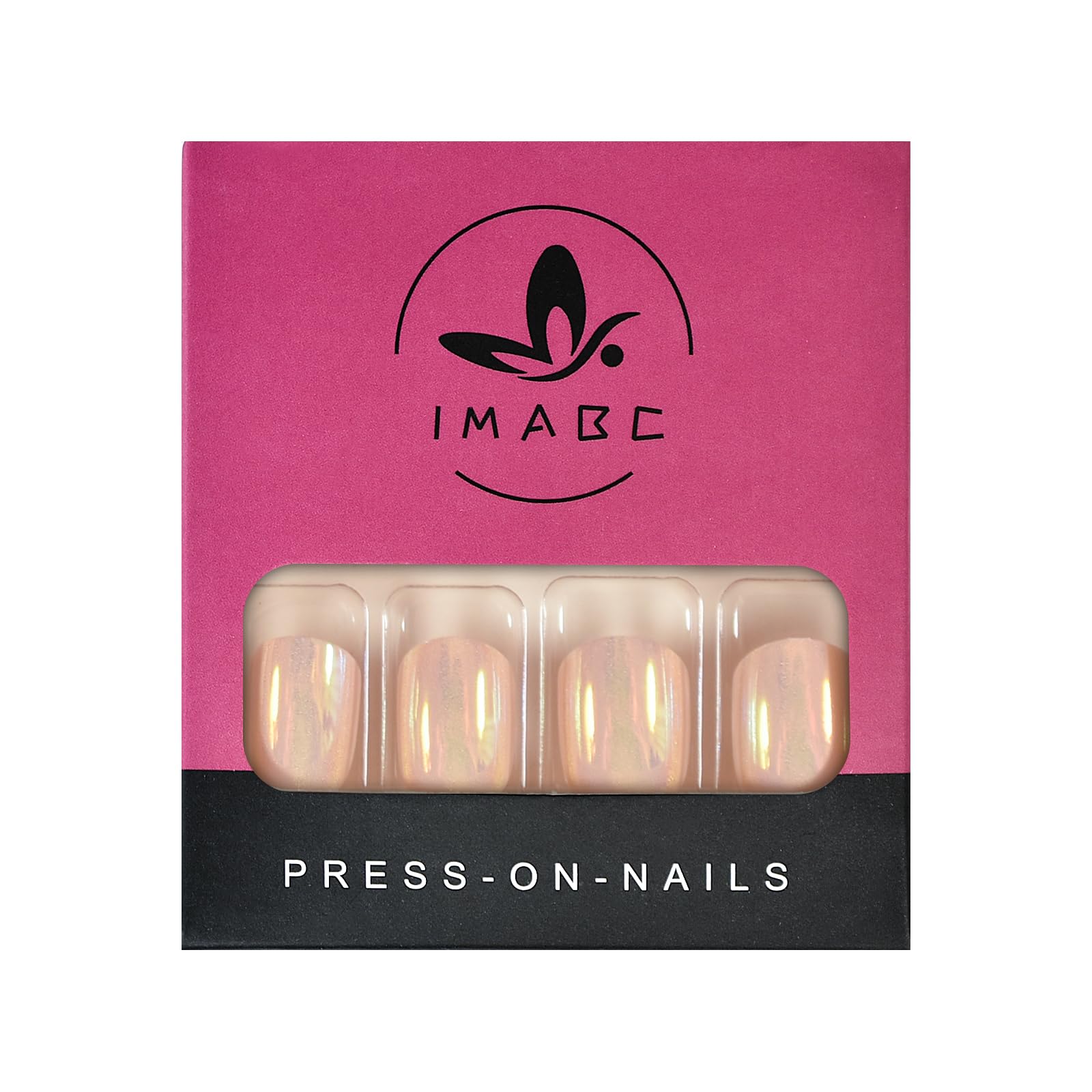 Iridescent Glitter Press On Nails - Short Round Fake Nails with Mirror Finish | Full Cover Acrylic Nail Tips for Manicure | Perfect for Students, Office Ladies & Salon Use | Great for Parties, Weddings & Daily Wear