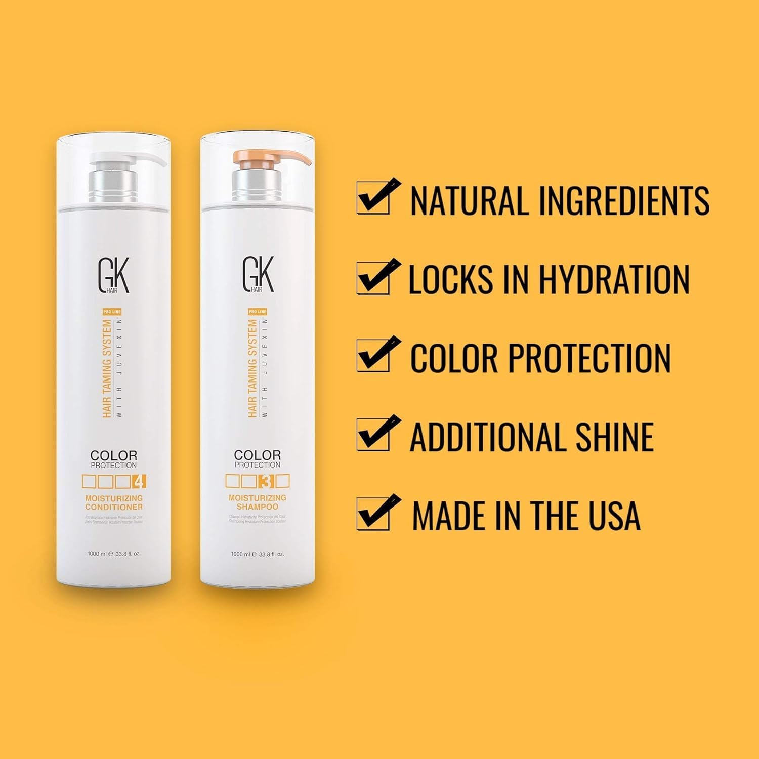 GK HAIR Global Keratin Moisturizing Shampoo & Conditioner Set - 33.8 fl oz with Argan Oil Hair Serum 1.69 fl oz - Hydrating & Repairing for Dry, Damaged Hair - Salon Quality Hair Care for Smooth, Shiny Locks - Perfect for Daily Use & Color-Treated Hair