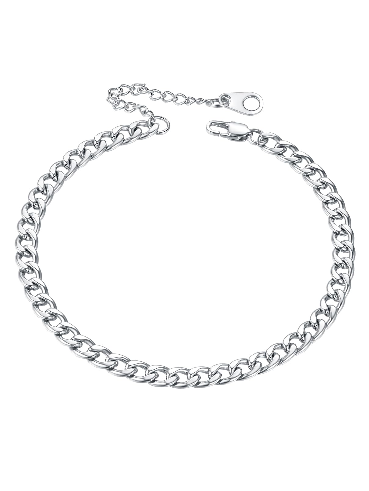 FaithHeart Women's Silver Ankle Bracelets - Waterproof Stainless Steel Miami Cuban Link/Beaded/Figaro Anklets - Adjustable Length Summer Beach Foot Jewelry with Gift Box - Perfect for Vacation, Pool Party & Boho Fashion Accessories