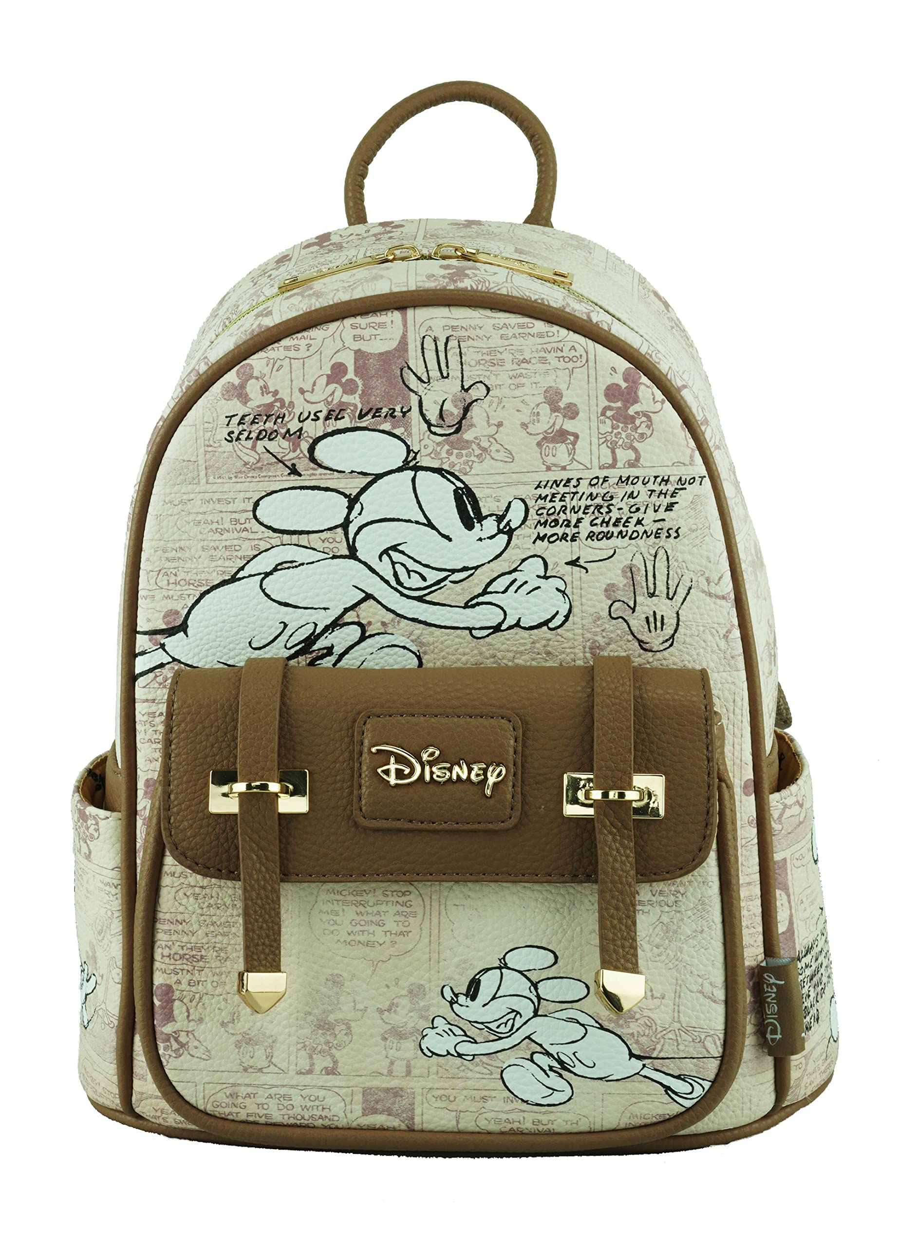 Disney Mickey Mouse 11 Inch Vegan Leather Mini Backpack for Women & Girls - Stylish School Bag, Travel Purse, Cosplay Accessory, Disney Park Outfit