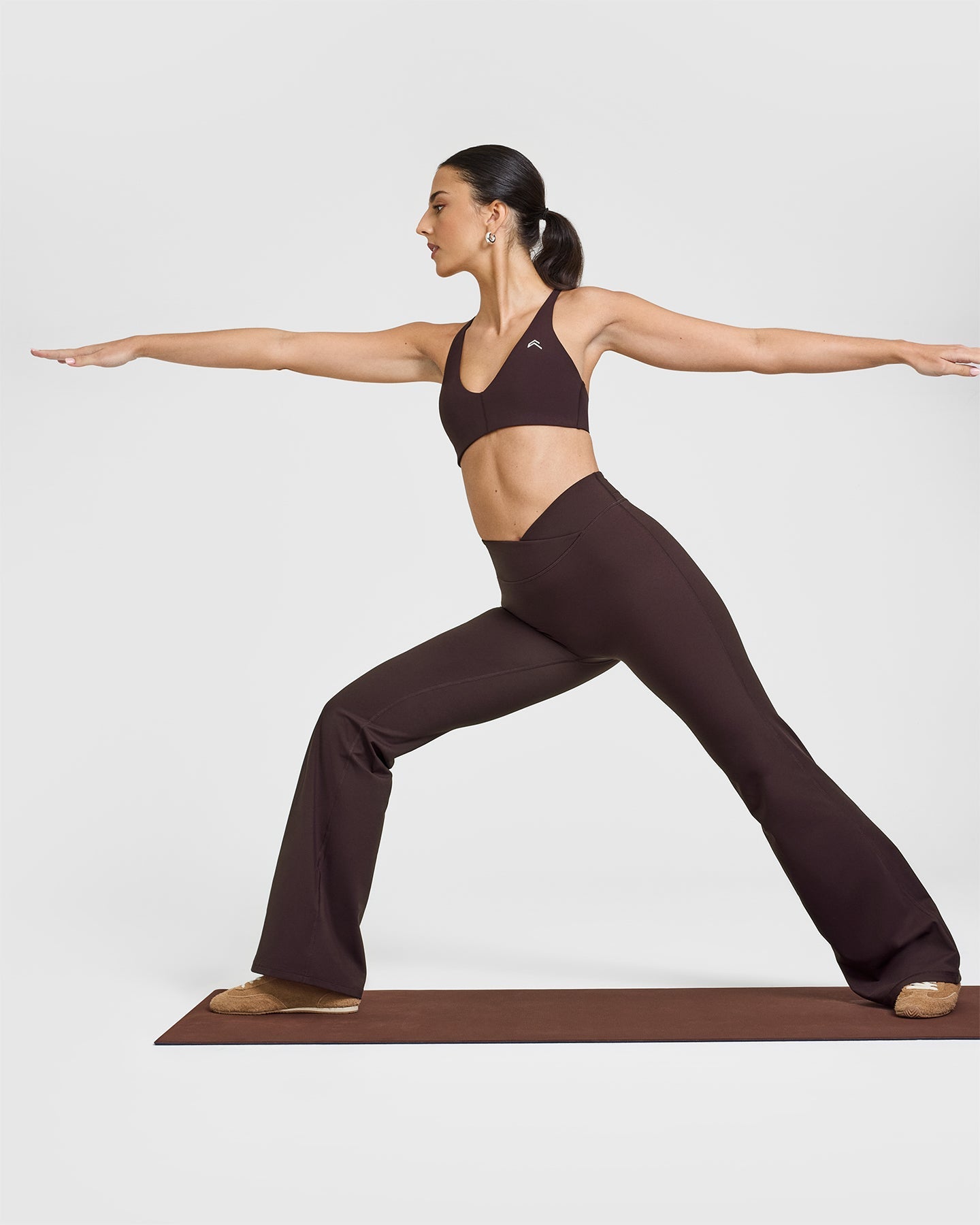 Unified Wrap Flared Bottoms | Plum Brown | Women's High Waist Yoga Pants for Workout & Lounge | Stretchy Comfortable Casual Wear