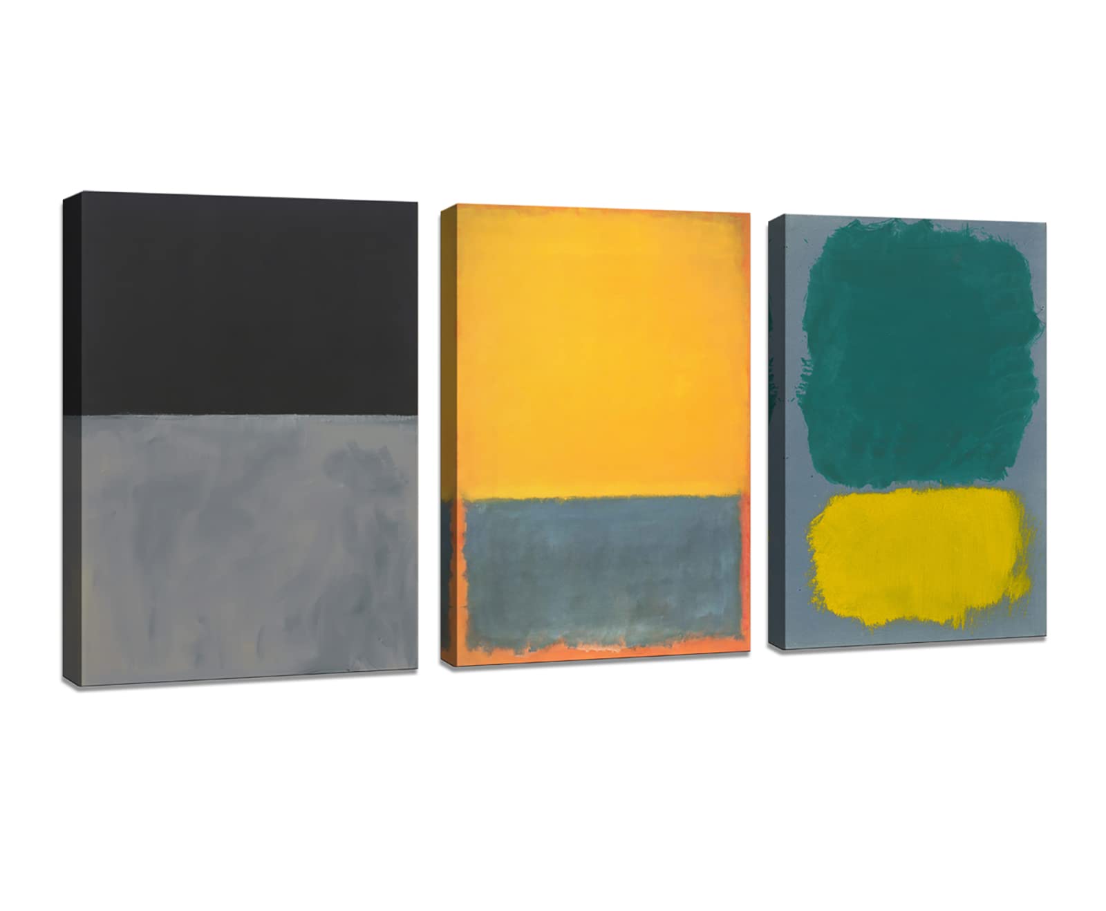 DBLAKI DB2234 Abstract Wall Art - Gray & Yellow Block Canvas Painting Print, Modern Framed Home Decor for Living Room, Bedroom, Bathroom | Perfect for Contemporary Interior Design & Housewarming Gifts