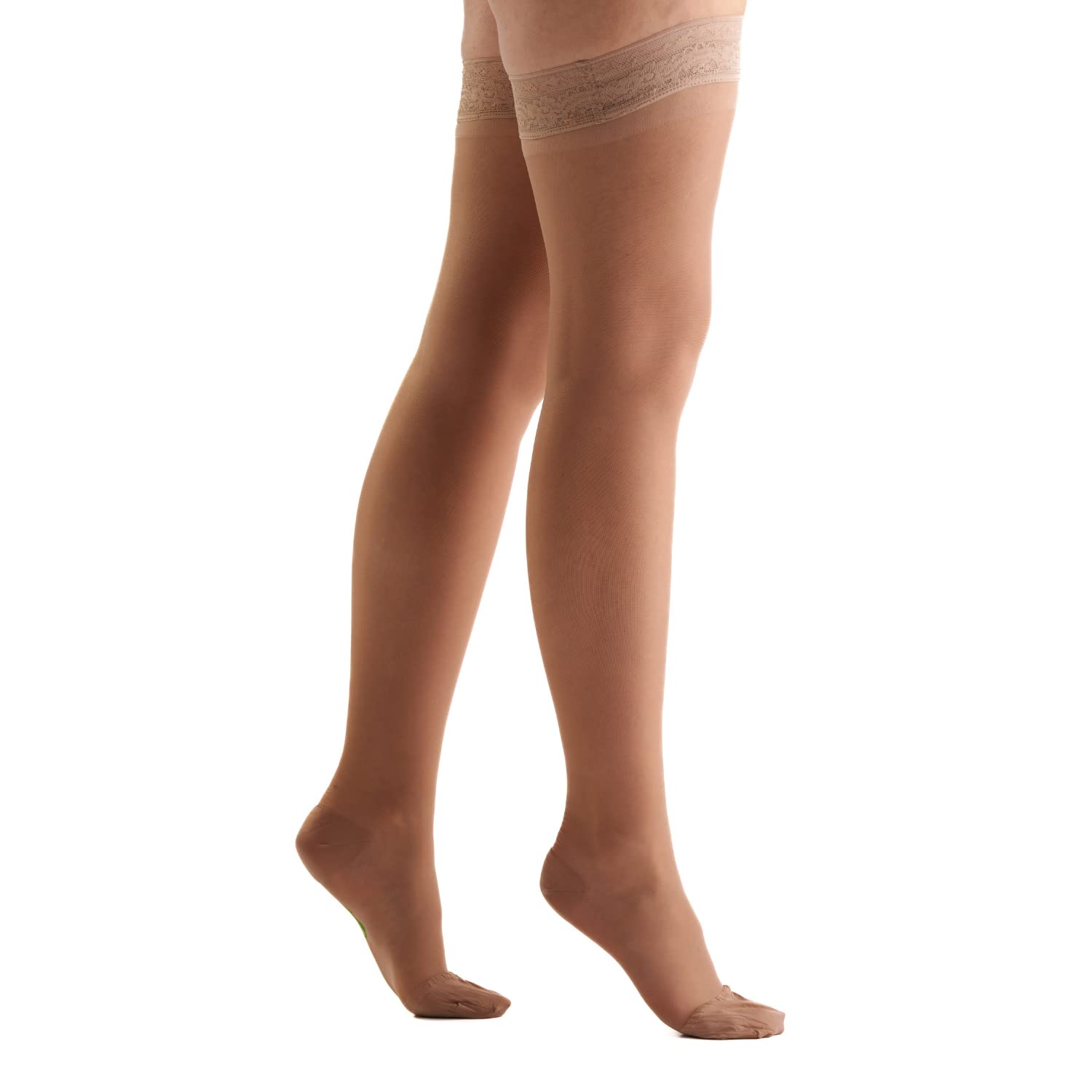 EvoNation Women's Thigh High Compression Stockings 8-15 mmHg - Sheer Graduated Mild Pressure Support Socks for Varicose Veins, Travel & Pregnancy