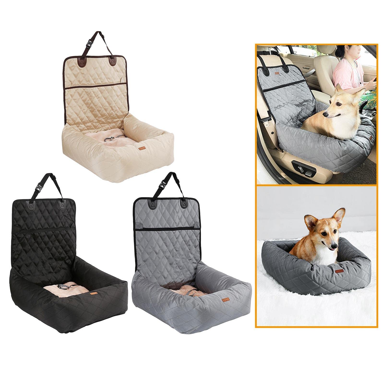 Enakshi Breathable & Waterproof Dog Booster Seat for Cars - Foldable Pet Car Seat for Small Dogs & Cats - Comfortable Travel Accessory for Summer & Winter (Black) | Perfect for Road Trips & Vet Visits