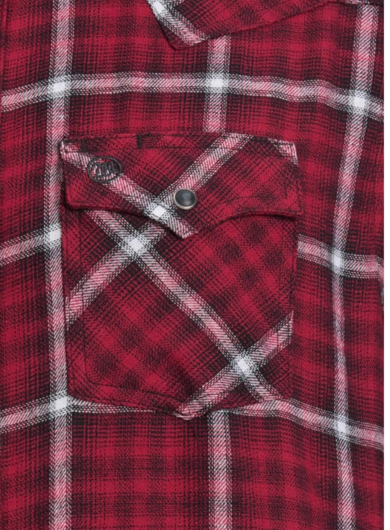 Wrangler Men's Red Plaid Flannel Shirt - Comfortable Casual Button-Up for Outdoor Activities & Fall Fashion
