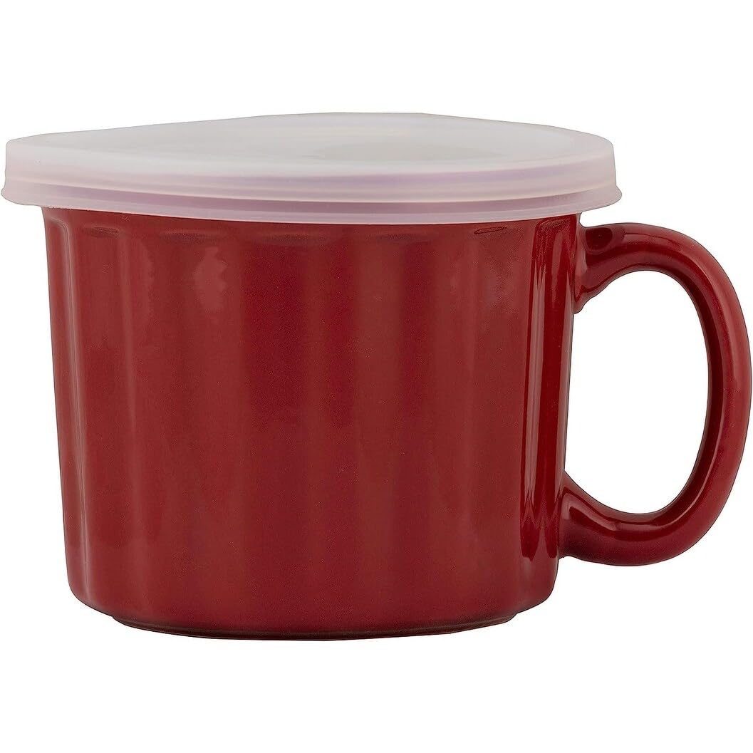 Strawberry Street 16 oz Soup Mugs with Lids - Set of 4 Turquoise Ceramic Bowls for Soup, Cereal, Pasta & Hot Drinks - Microwave & Dishwasher Safe