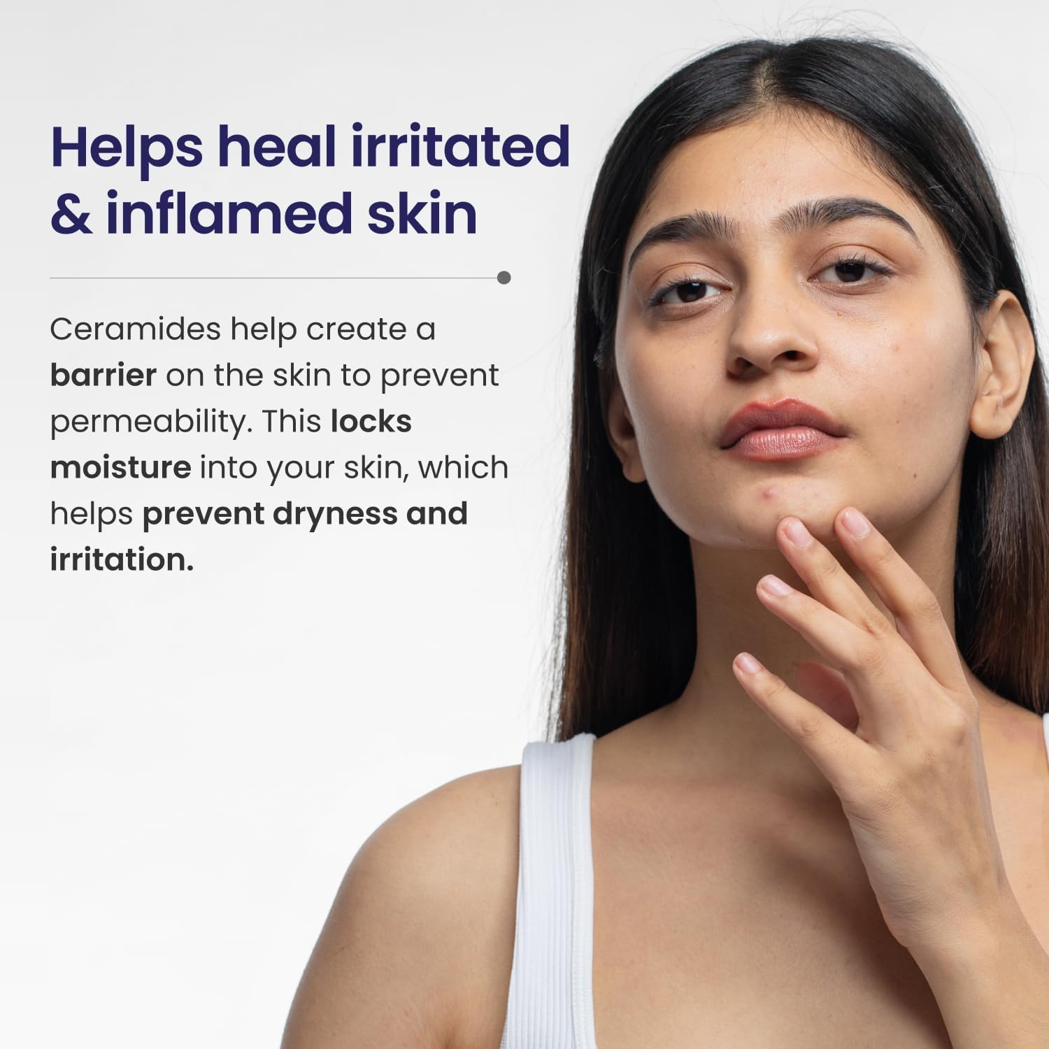 Ceramide & Hyaluronic Acid Face Moisturizer - Barrier Repair Cream for Dry Skin | Long Lasting Hydration | 100G | Day & Night Use for Healthy Glow
