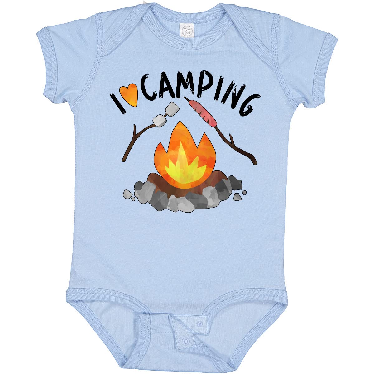 Inktastic I Love Camping Baby Bodysuit - Cute Campfire, Hot Dog & Marshmallows Design - Perfect for Outdoor Adventures, Family Trips & Baby Photo Shoots
