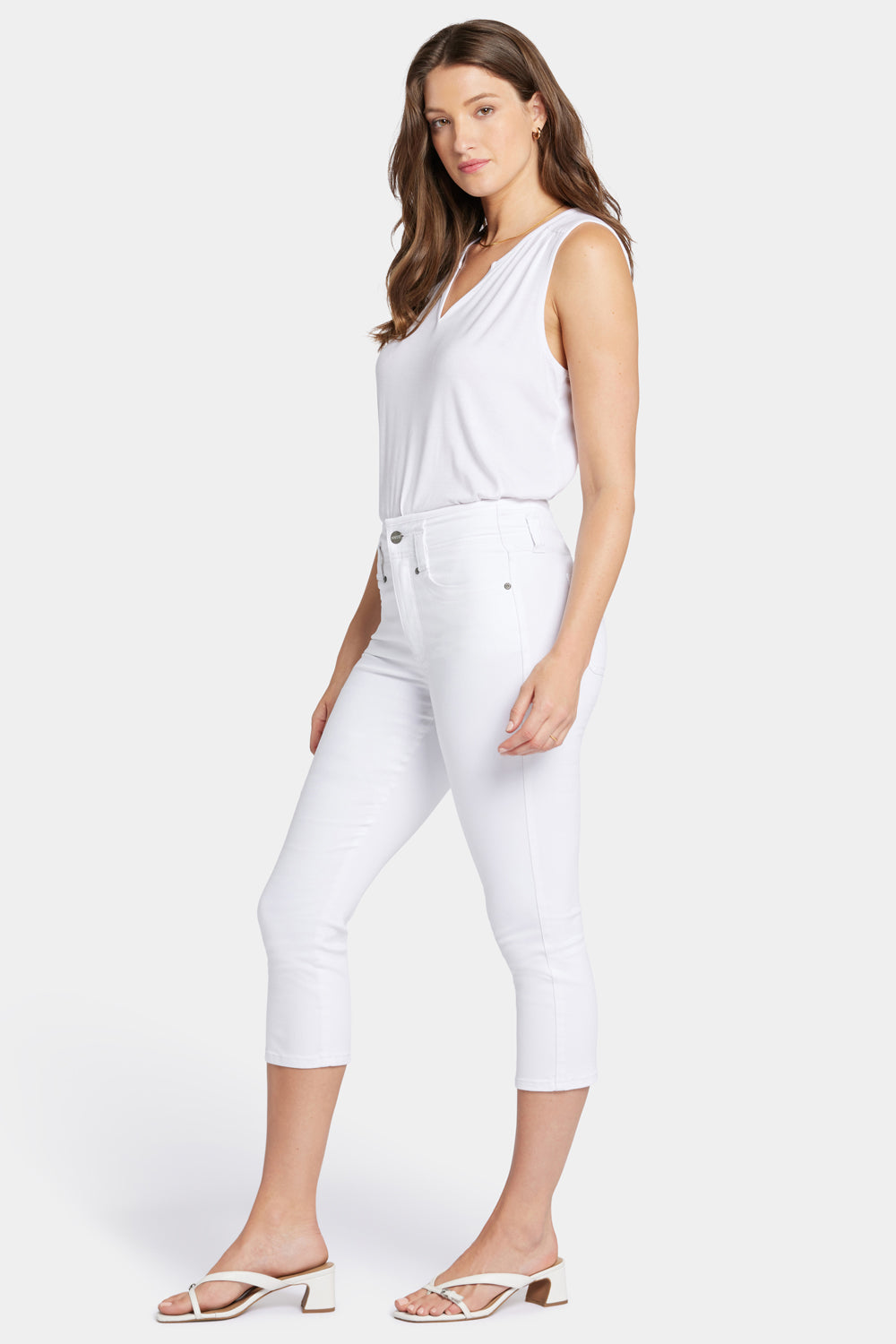Ami Skinny Capri Jeans for Petite Women - High Waisted Stretch Denim Pants in Optic White | Perfect for Summer Outfits, Casual Wear & Travel