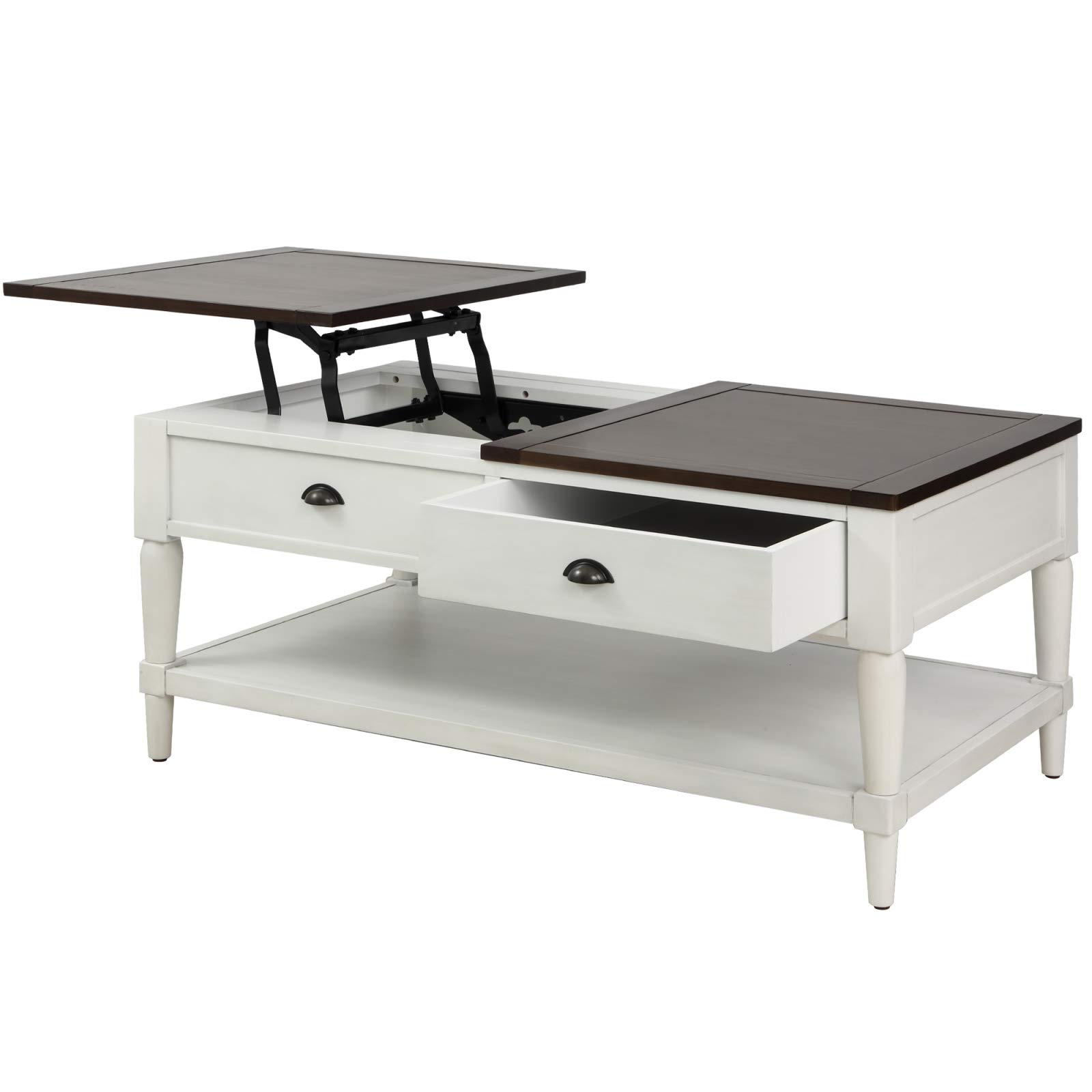 Oeey Lift Top Coffee Table with Storage | Wooden Cocktail Table with Side Drawer & Shelf | Convertible Dining Table for Home, Living Room, Office | Perfect for Small Spaces & Multifunctional Use