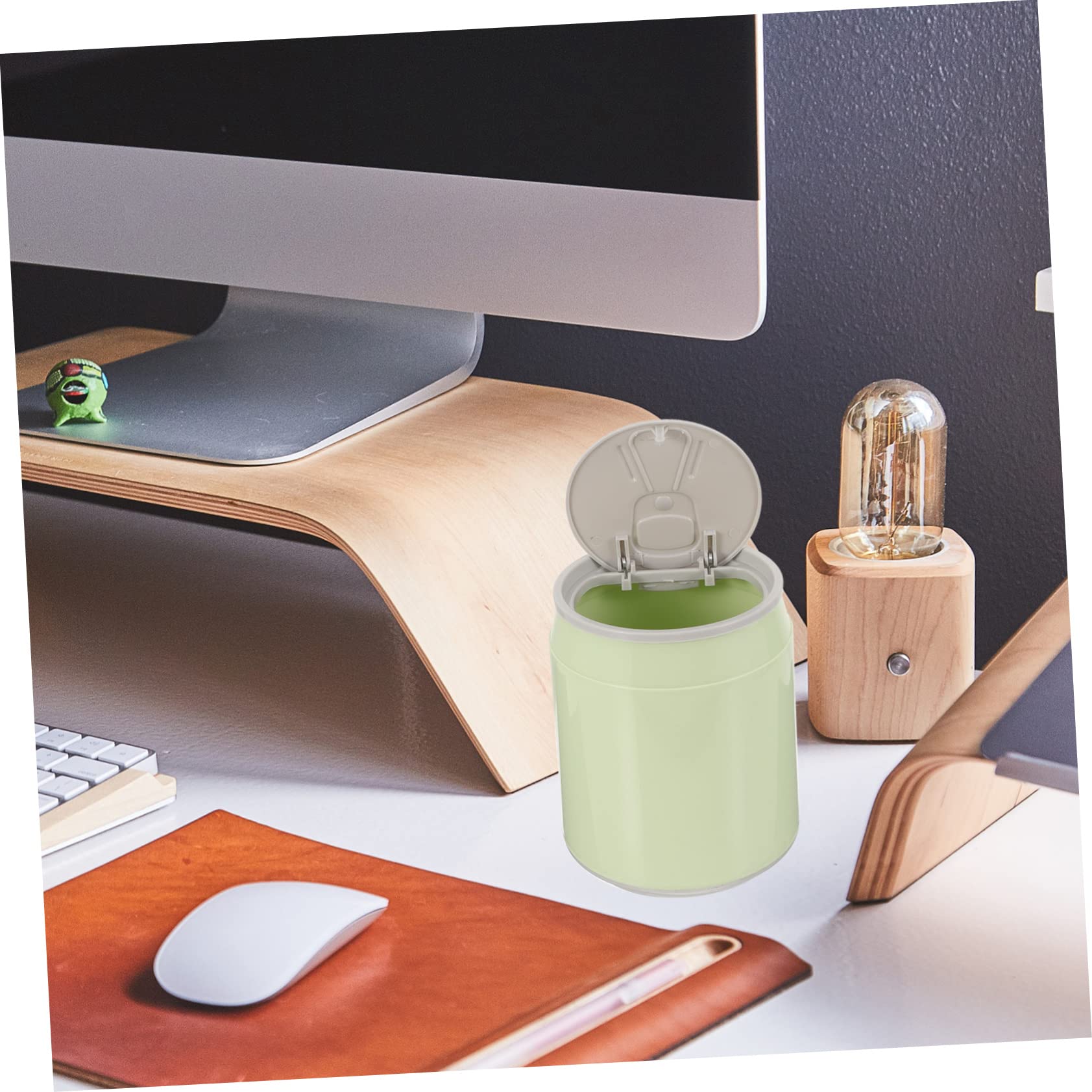 Cabilock Mini Can Lid Desk Trash Bin - Small Plastic Waste Basket for Office Desk, Countertop, Bathroom | Compact & Stylish Mini Garbage Can for Home Decor, Bedroom, Dorm Room | Perfect for Paper Clips, Snack Wrappers & Daily Trash