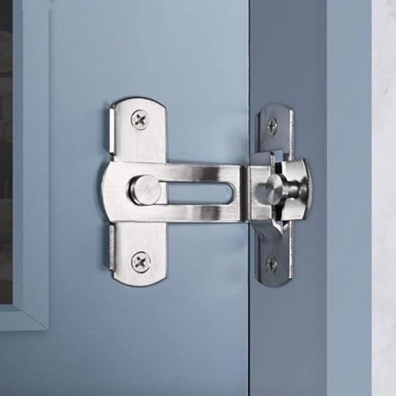 DRUCILA 90 Degree Flip Barn Door Lock - Stainless Steel Sliding Door Latch with Hook Lock | Secure Safety Lock for Barn Doors, Gates, Wine Cabinets & Closets | Perfect for Rustic Home Decor & Farmhouse Style Interiors