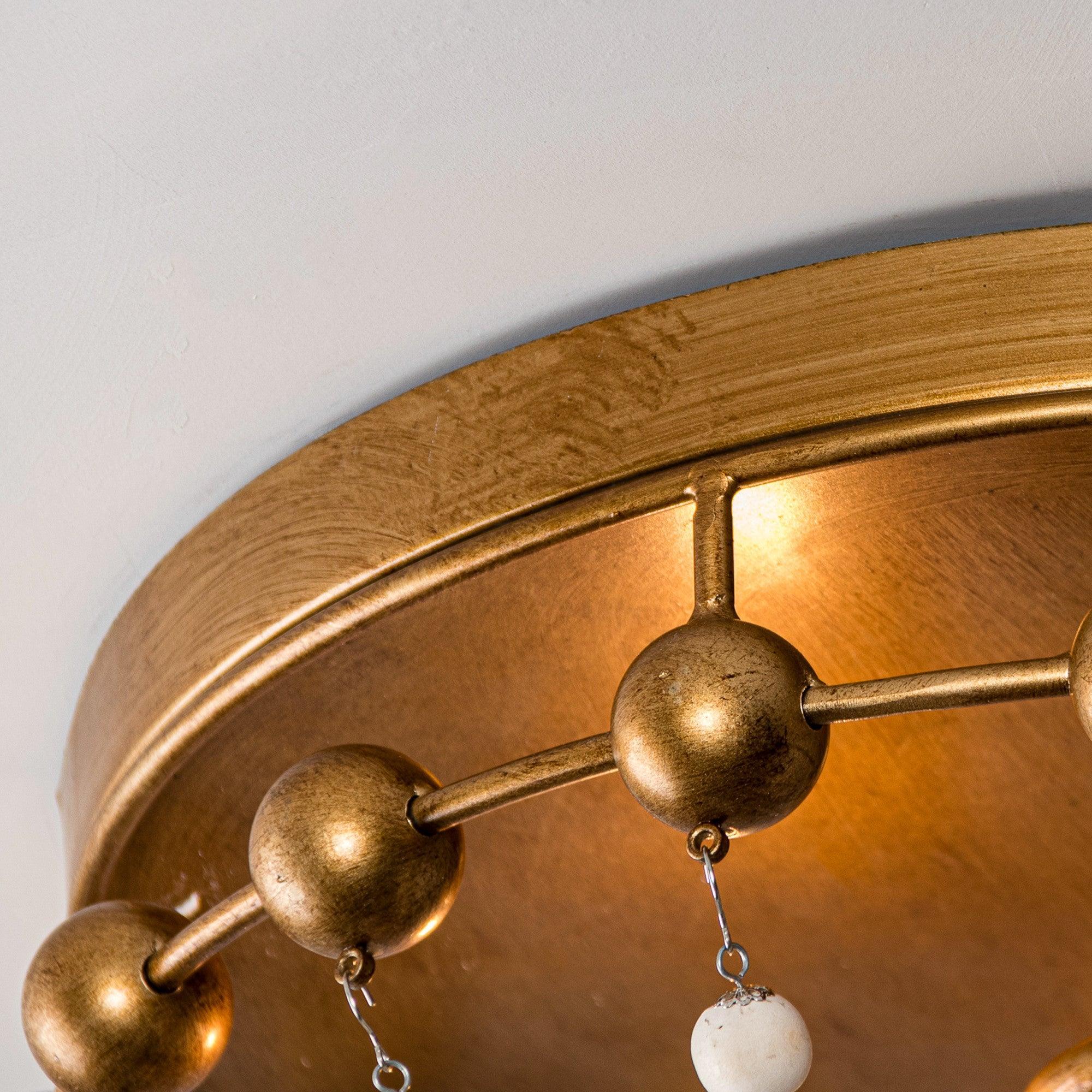 3-Light Golden Bohemian LED Flush Mount Ceiling Light - Modern & Stylish Lighting for Living Room, Bedroom, or Dining Area