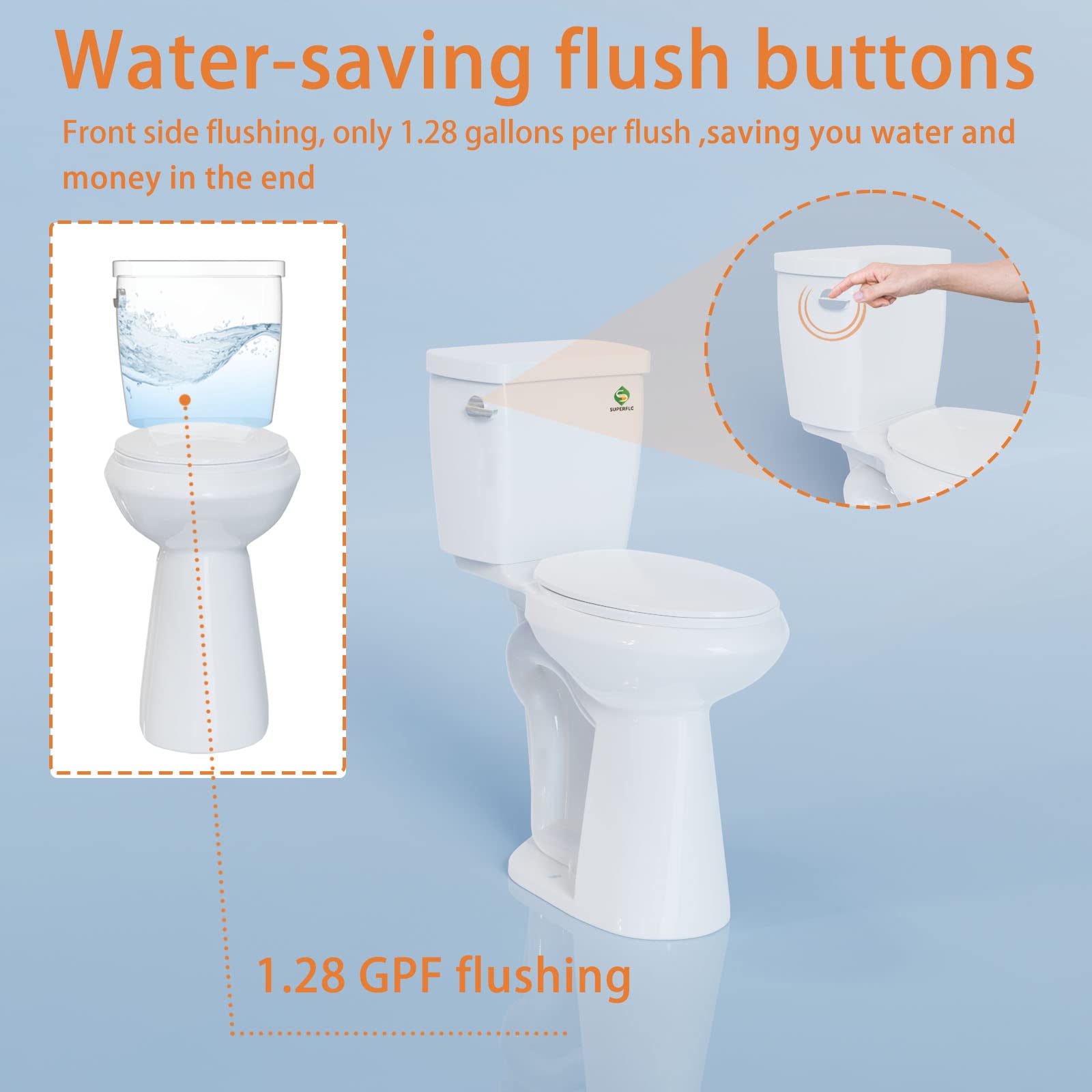 SUPERFLO 21 Inch Extra Tall Toilet - Elongated Bowl with 12