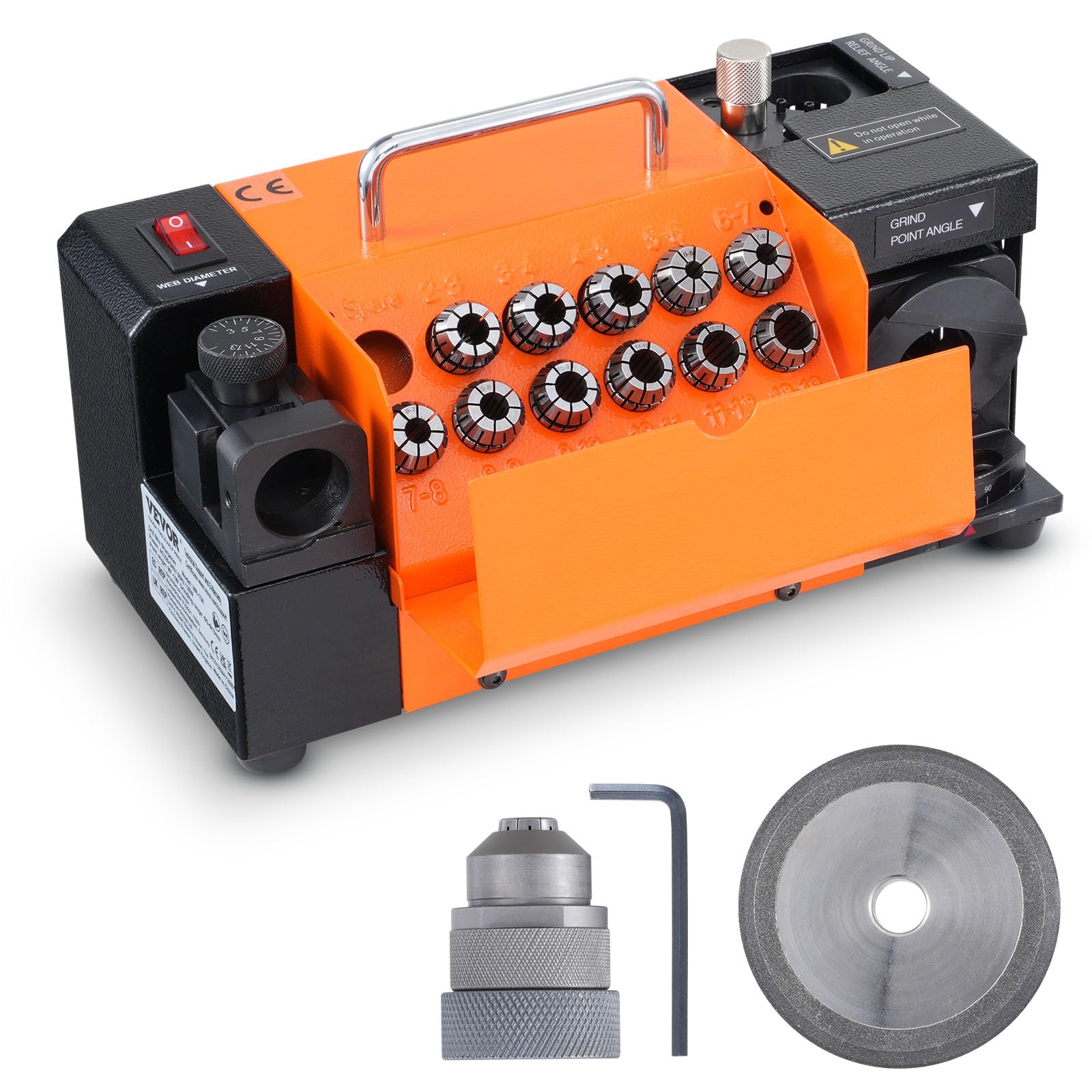 VEVOR MR-13A Drill Bit Sharpener - 3-13mm HSS Drill Bit Grinder with Adjustable 95°-135° Angle, 11 Collets & CBN Wheel | Portable Drill Bit Sharpening Machine for Woodworking, Metalworking & DIY Projects