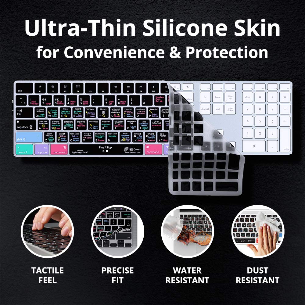 KB Covers Logic Pro Keyboard Cover for Mac with Numpad & 2 USB Ports | Ultra Thin, Dustproof, Waterproof & Dirt-Resistant Silicone Skin | Perfect for Studio, Office & Home Use