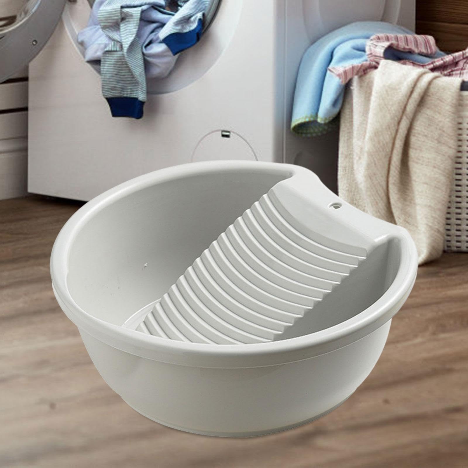 Portable Lightweight Washboard Basin for Hand Washing Clothes - Durable Laundry Tub with Scrubbing Board, Grey | Perfect for Camping, Travel & Off-Grid Living