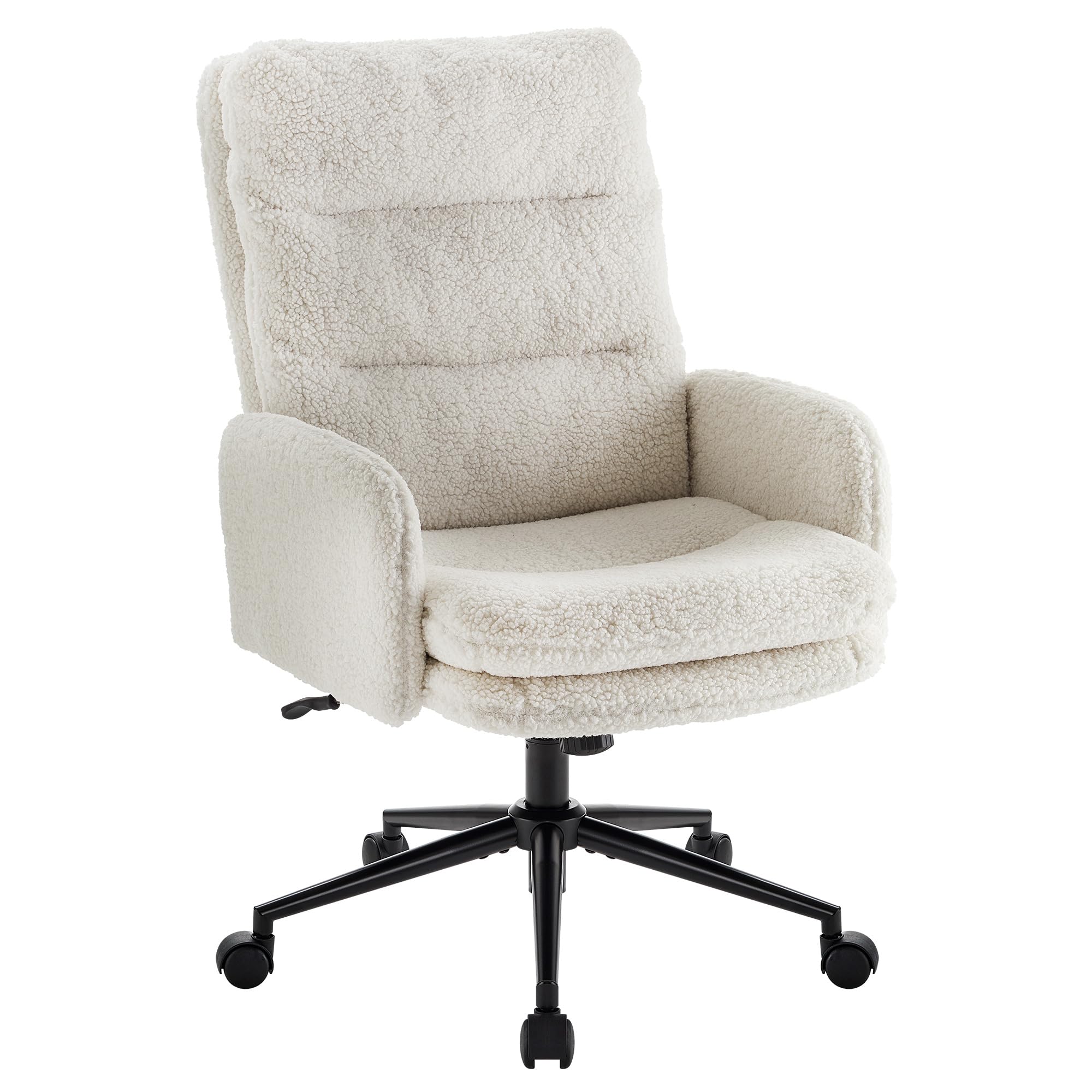 Ergonomic High-Back Office Chair with Adjustable Armrests & Wheels - Swivel Computer Desk Chair for Home & Workspaces - Breathable Upholstered Task Chair in Cashmere White - Perfect for Remote Work & Gaming
