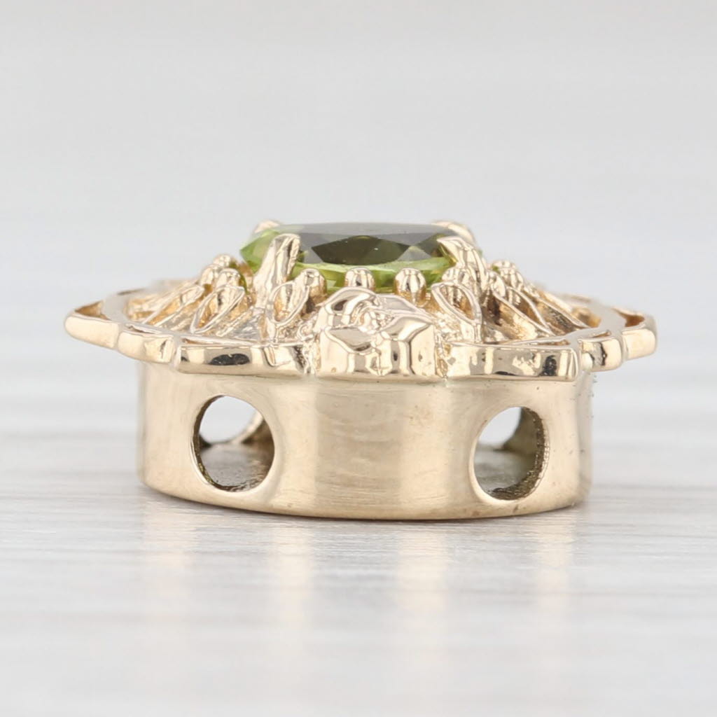 0.50ct Oval Peridot Slide Bracelet Charm 14k Yellow Gold Vintage Victorian Style - Perfect for Bridal Jewelry, Gift Giving & Special Occasions