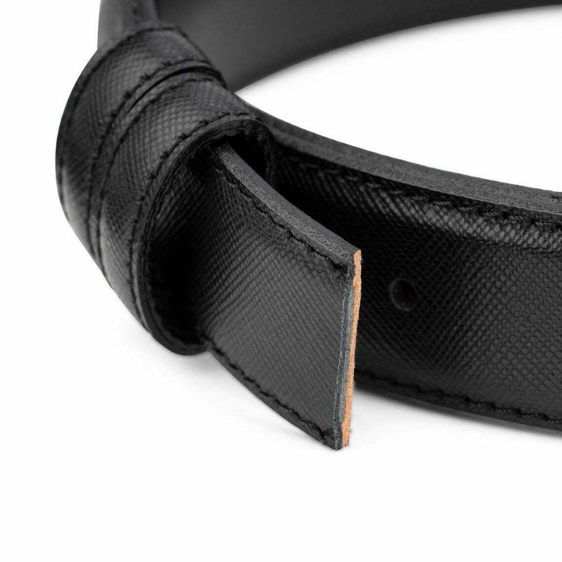 Black Saffiano Leather Belt for Men - 1.8 Inch Width Ferragamo Style Replacement Strap | Perfect for Business, Casual & Formal Wear