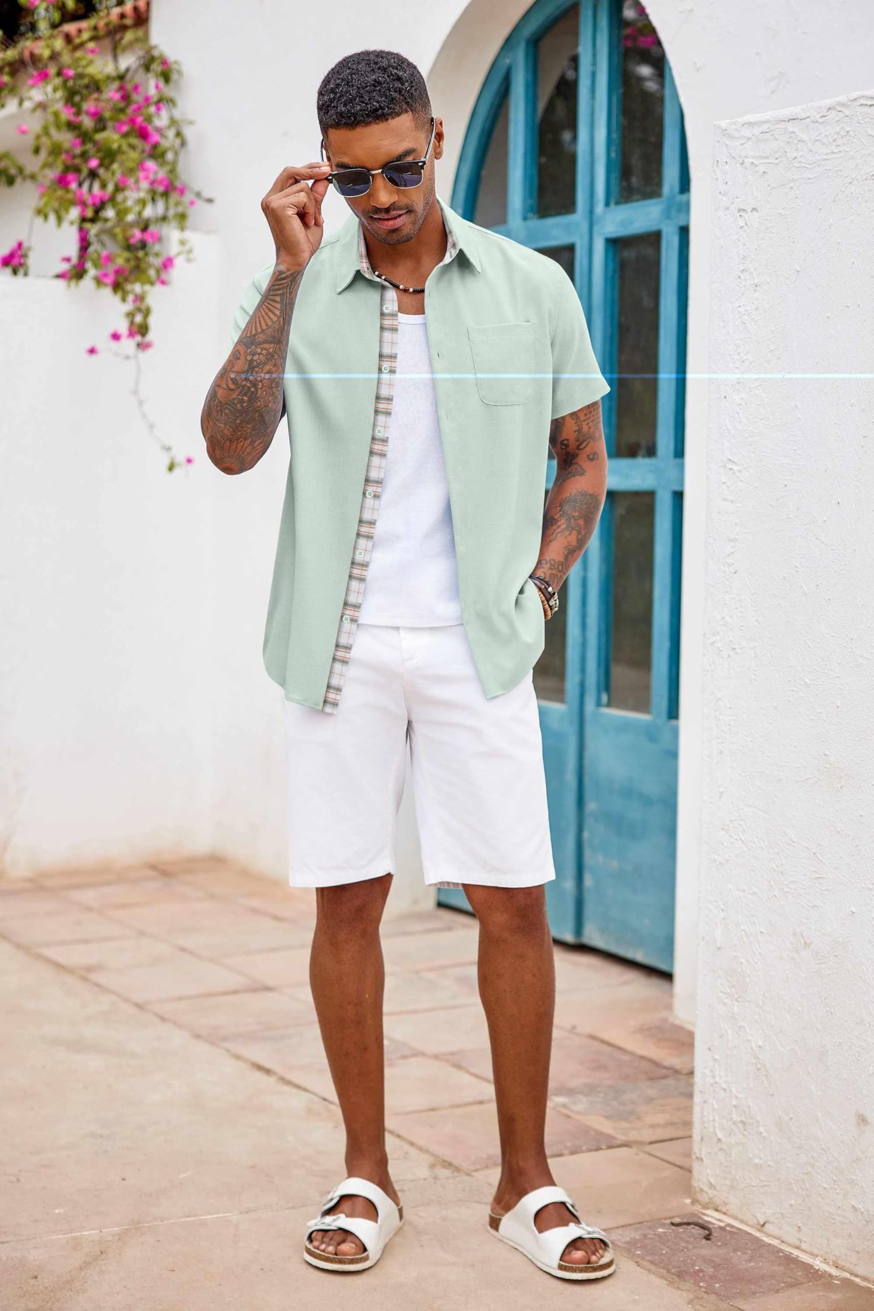 COOFANDY Men's Short Sleeve Casual Shirt for Summer & Beach
