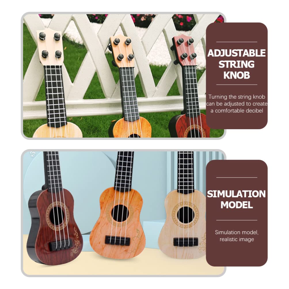 Kisangel Mini Ukulele Toy for Kids - 4 String Beginner Musical Instrument with Light Brown Finish | Educational Guitar Plaything for Toddlers & Children | Perfect for Birthday Gifts, Music Lessons & Early Learning Development