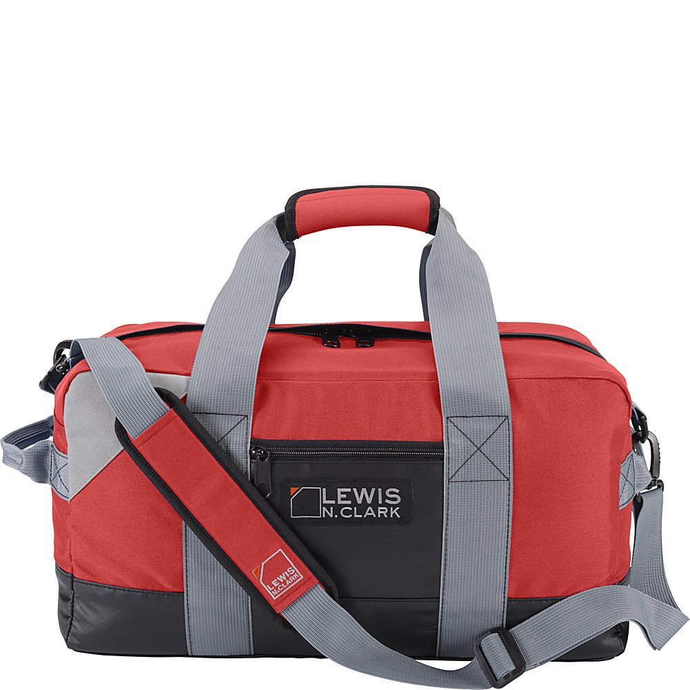 Lewis N. Clark Heavy Duty Large Duffel Bag for Women & Men - 18in Red Carry-On Gym Bag, Travel Backpack Alternative with Neoprene Gear Pouch - Perfect for Workouts, Weekend Trips & Air Travel