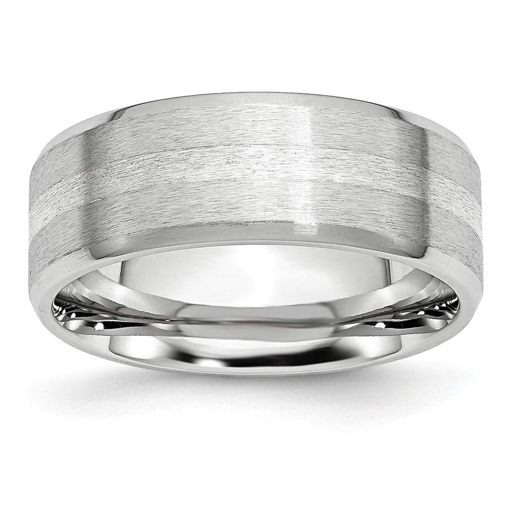 Cobalt Chromium 925 Sterling Silver Polished Engravable Beveled Edge Inlay Satin Finish 8mm Wedding Band Ring for Women - Size 7-13, Perfect for Anniversary, Engagement, Promise & Everyday Wear Jewelry Gift