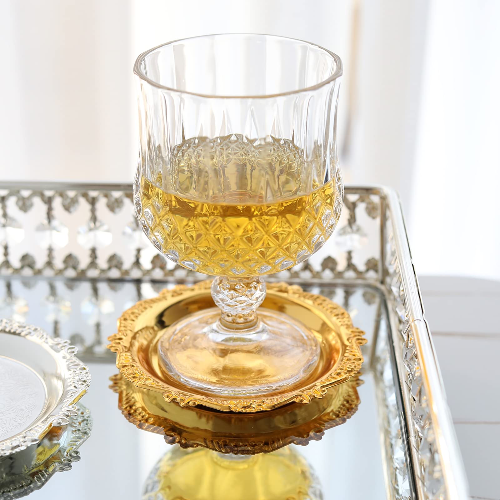 Golden Round Jewelry Organizer Tray - Necklace Holder, Ring Dish, Storage Plate for Home Decor, Wedding Gift, Perfume & Candle Display - Perfect for Holiday Parties, Dessert Serving & Fruit Display (Mini Size)
