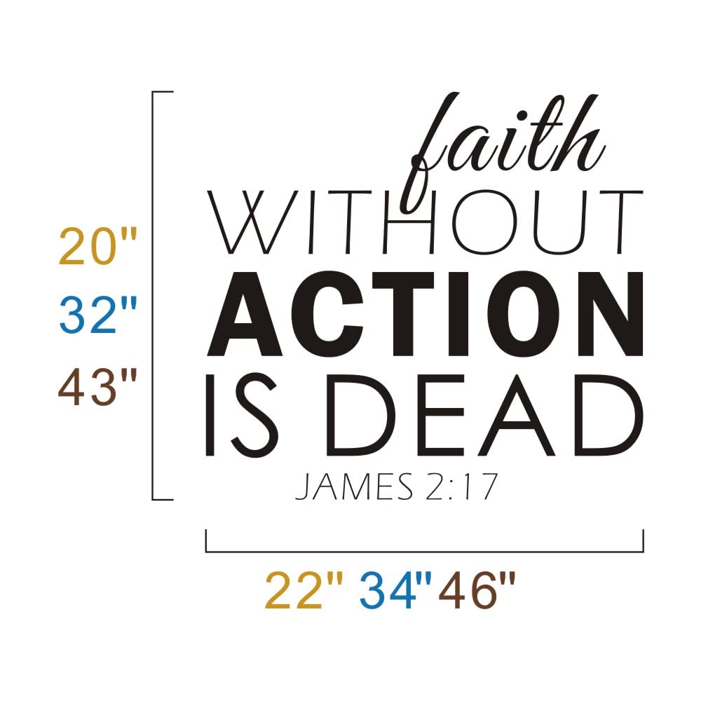 James 2:17 Bible Scripture Vinyl Wall Decal - Religious Wall Stickers with Inspirational Quotes (32x34 Inches, Black) - Perfect for Home Decor, Church, Office & Sunday School