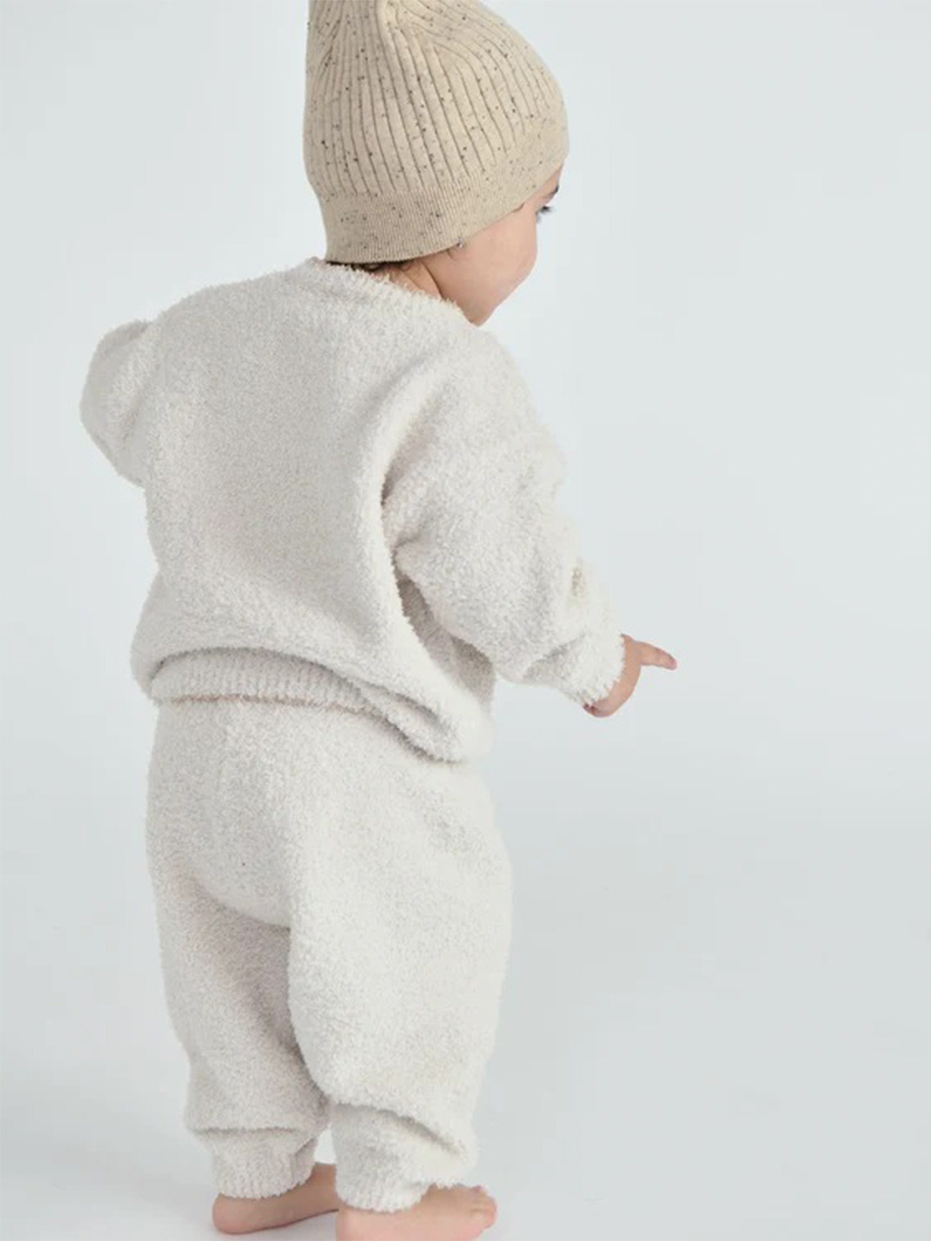 7AM Enfant Baby Fuzzy Boxy Sweater in Ivory - Soft & Cozy Winter Knitwear for Infants & Toddlers - Perfect for Playdates, Family Outings & Photo Shoots