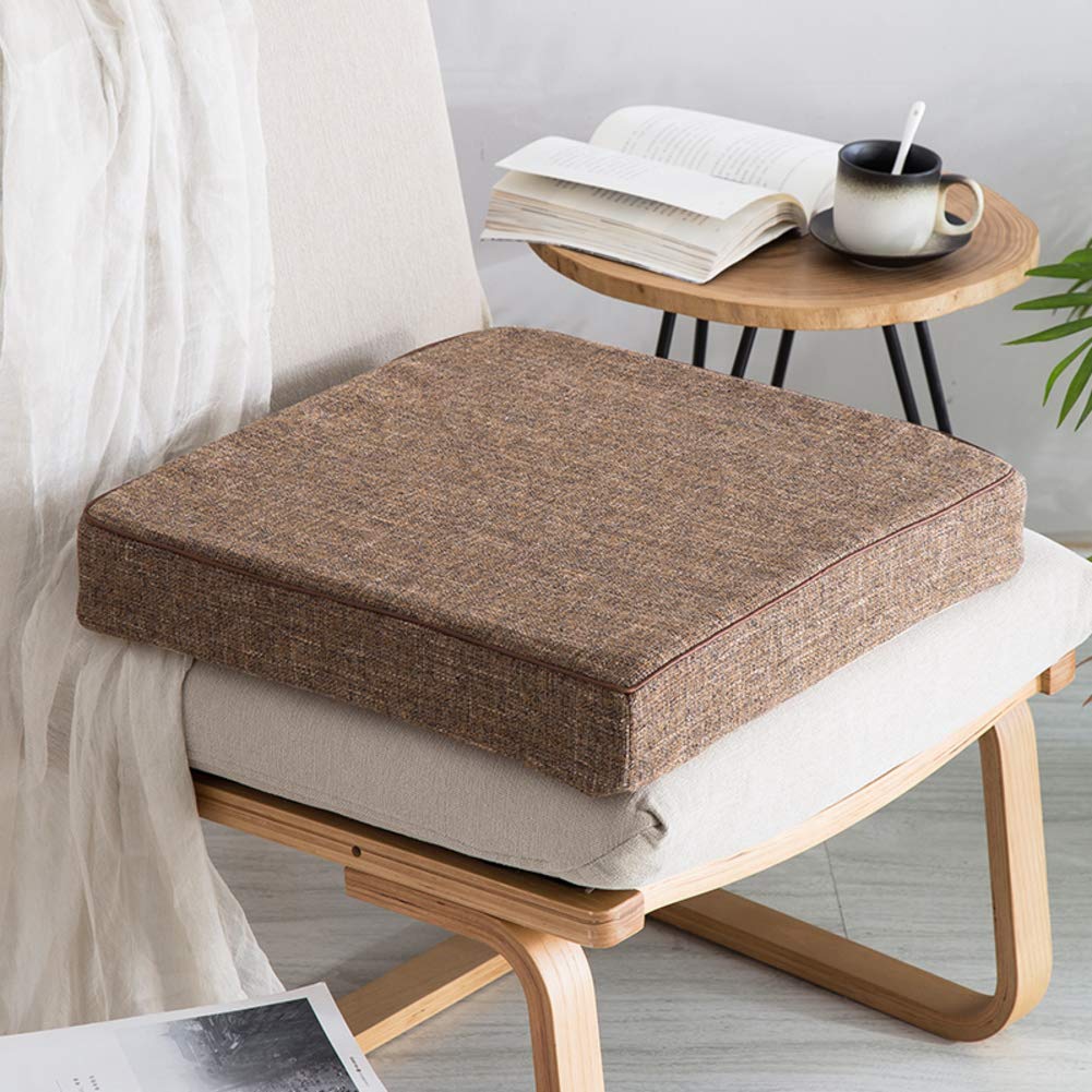 Square Cotton-Linen Chair Cushion - Non-Slip Thickened Seat Pad for Office, Car & Sofa