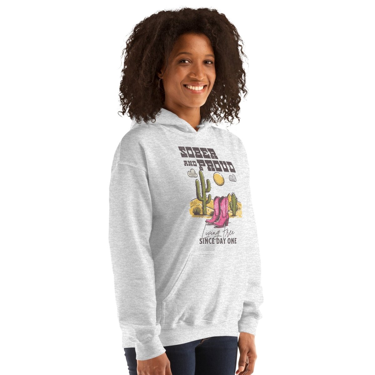 Sober and Proud - Western Desert Hoodie for Men & Women | Unisex Pullover Sweatshirt for Outdoor Adventures & Casual Wear