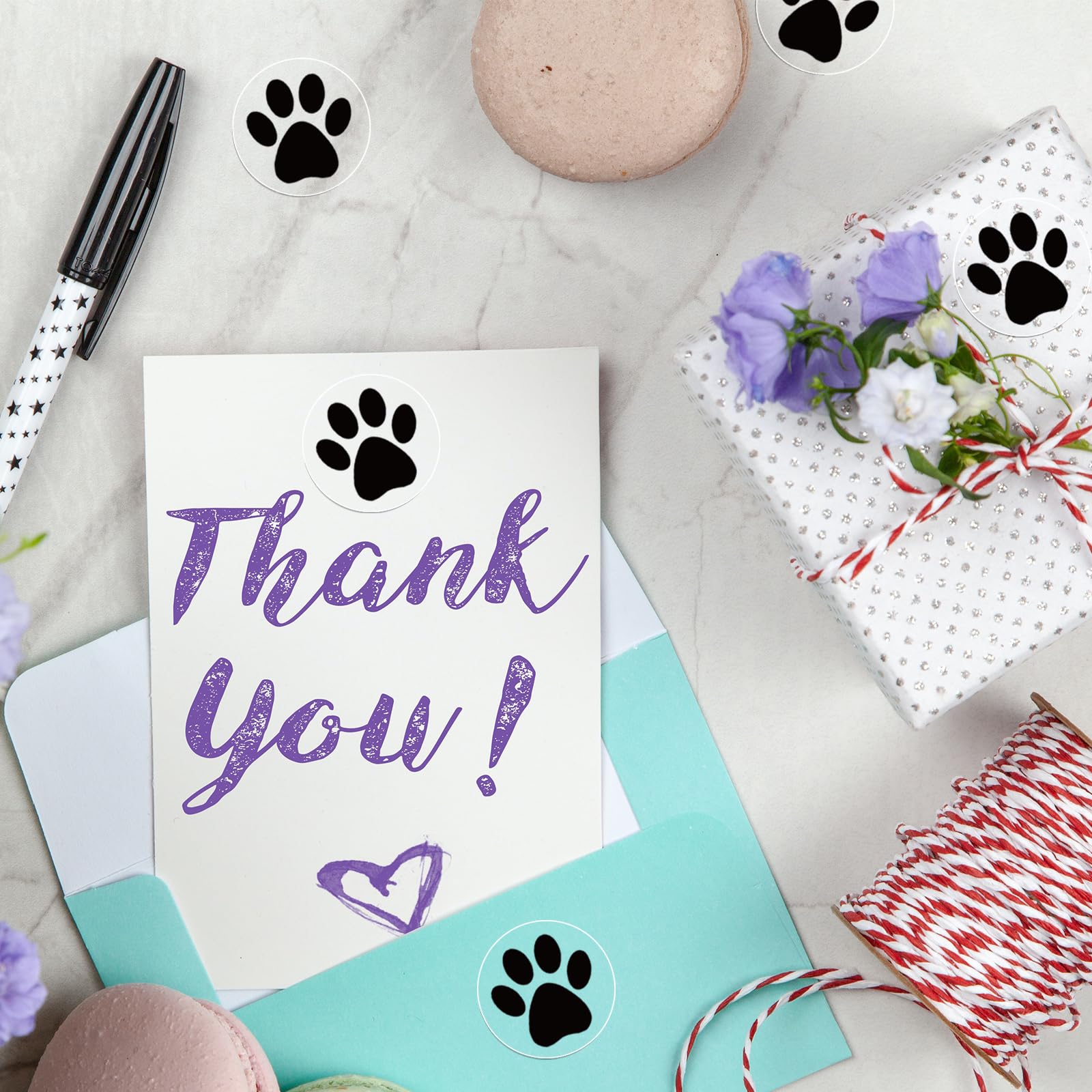 500 Pcs 1 Inch Clear Paw Print Stickers - Self-Adhesive Dog & Bear Paw Stickers Roll for Kids Birthday Party Decorations, Envelopes, Seals, Cards & Gift Wrapping - Perfect for DIY Crafts, Scrapbooking & Pet-Themed Events