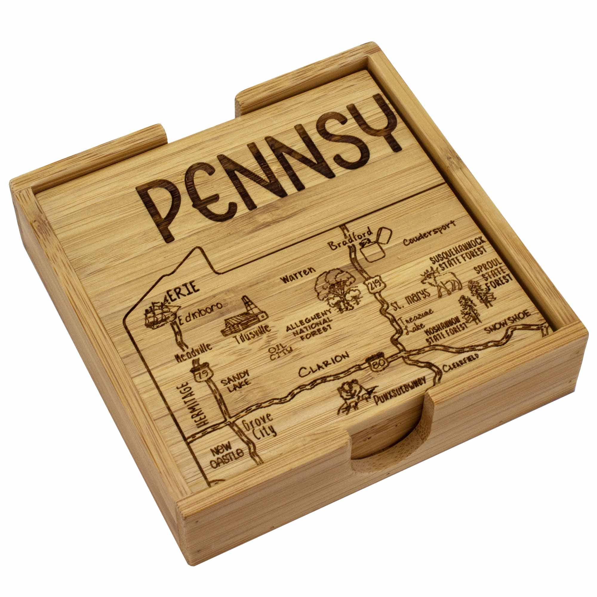 4 Piece Pennsylvania Puzzle Coaster Set with Storage Case - Fun State-Themed Drink Coasters for Home, Office, or Gifts