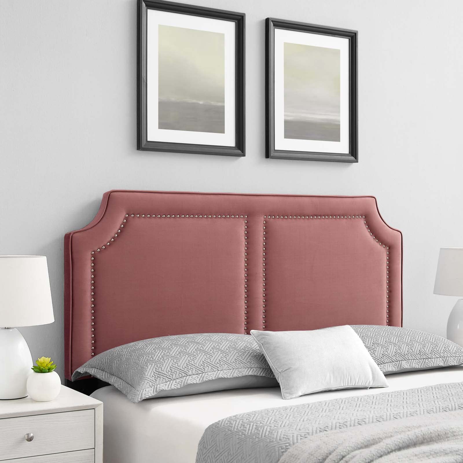 Modway Cynthia Performance Velvet Twin Headboard in Dusty Rose - Soft Upholstered Bed Frame Headboard for Bedroom Decor, Girls Room & Guest Room