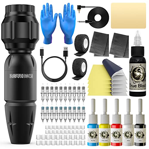 Professional Wireless Tattoo Machine Kit - Rotary Tattoo Pen with 20PCS Cartridge Needles | Cordless Tattoo Gun for Artists | Perfect for Home Studio & Professional Tattoo Shops | Tattoo Supplies WTK112