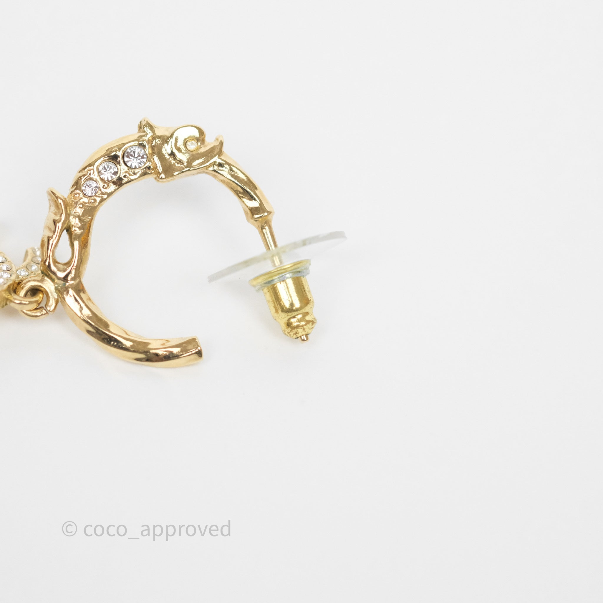 Chanel CC Crystal Hoop Earrings for Women - 23V Gold Tone Luxury Fashion Jewelry - Perfect for Parties, Weddings & Special Occasions