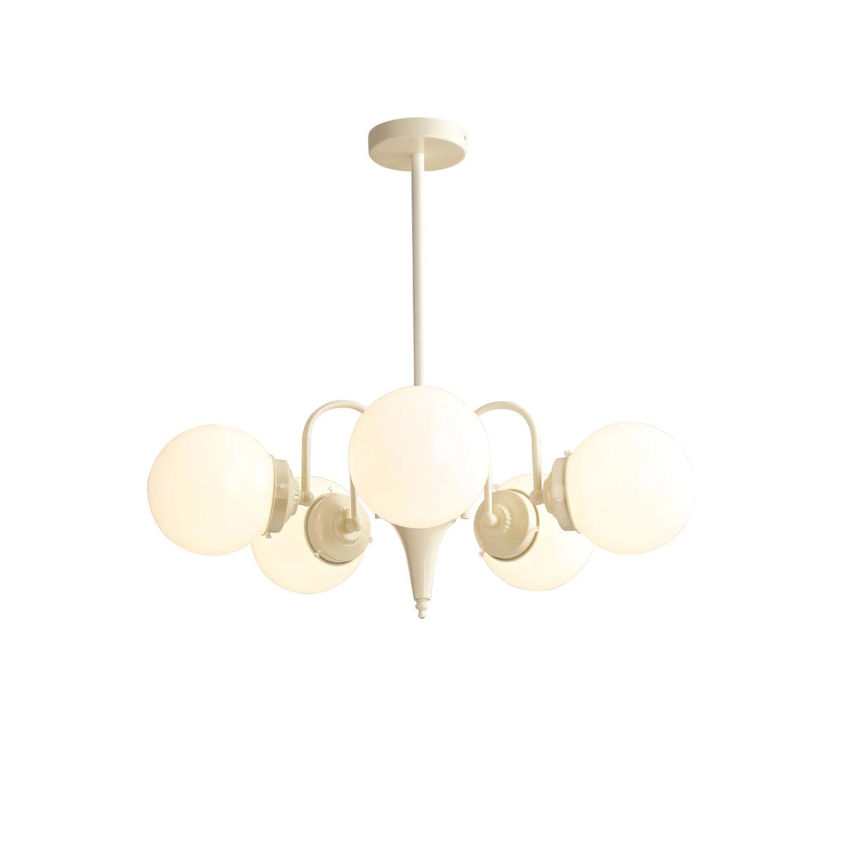 Elegant Cream Glass Ball Chandelier - Modern Crystal Ceiling Light Fixture for Dining Room, Bedroom, Living Room & Wedding Decor