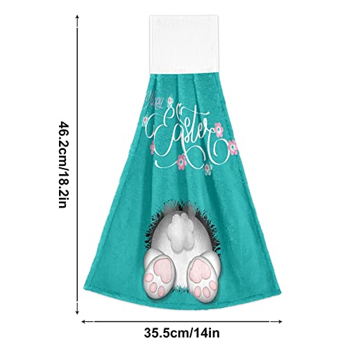 Super Absorbent Cute Bunny Foot Tail Kitchen Oven Towels - 2 Pack Easter Hand Towels with Loops for Hanging | Dishcloth, Tea Towel & Bar Mop for Kitchen, Bathroom & Tabletop | Perfect for Easter Decor, Dish Drying & Home Cleaning