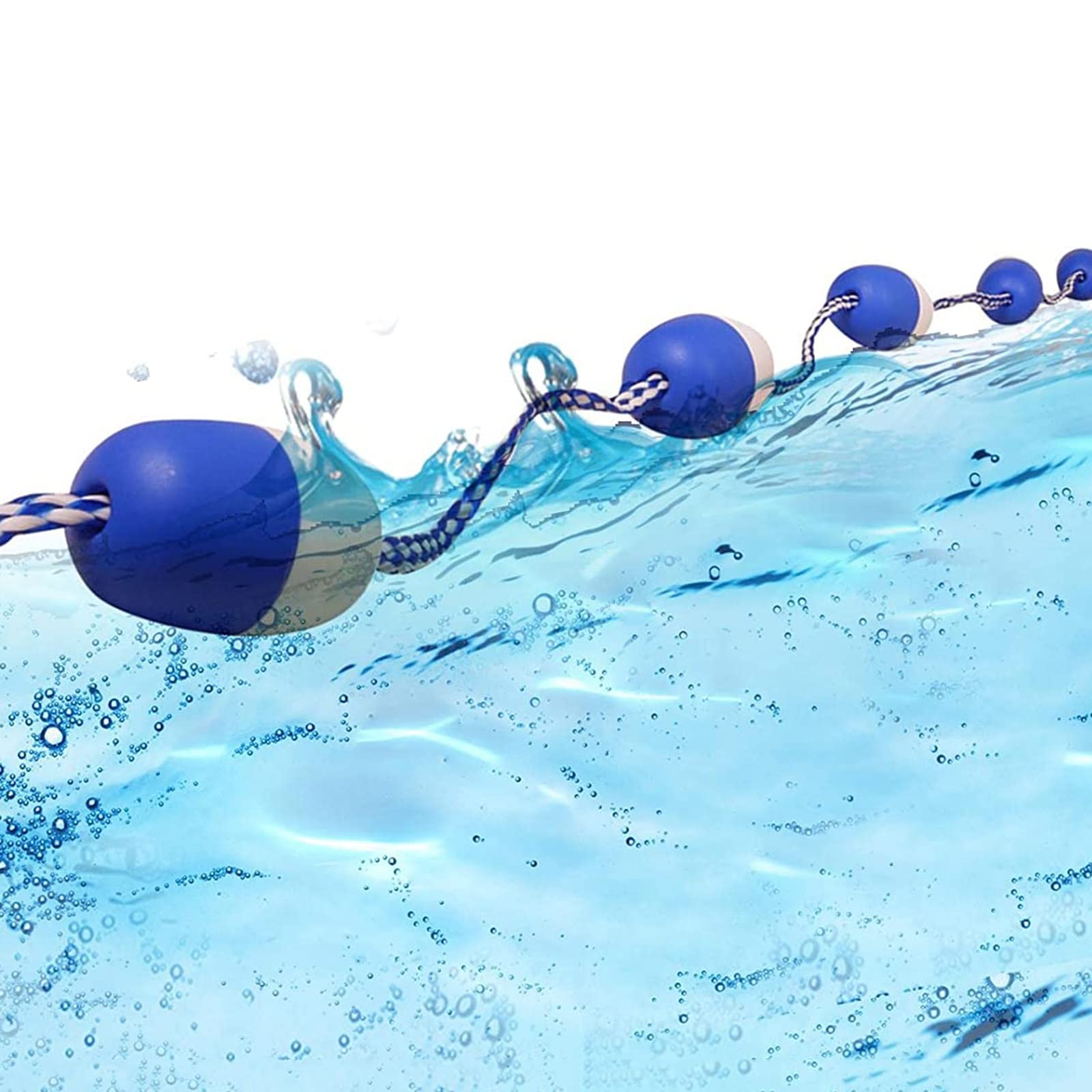 Premium Swimming Pool Safety Divider Rope & Float Kit - Blue & White Lane Buoy Lines for Inground, Commercial & Public Pools - 10ft to 40ft (3m to 12m) - Ideal for Lap Swimming, Water Aerobics & Pool Safety Barriers