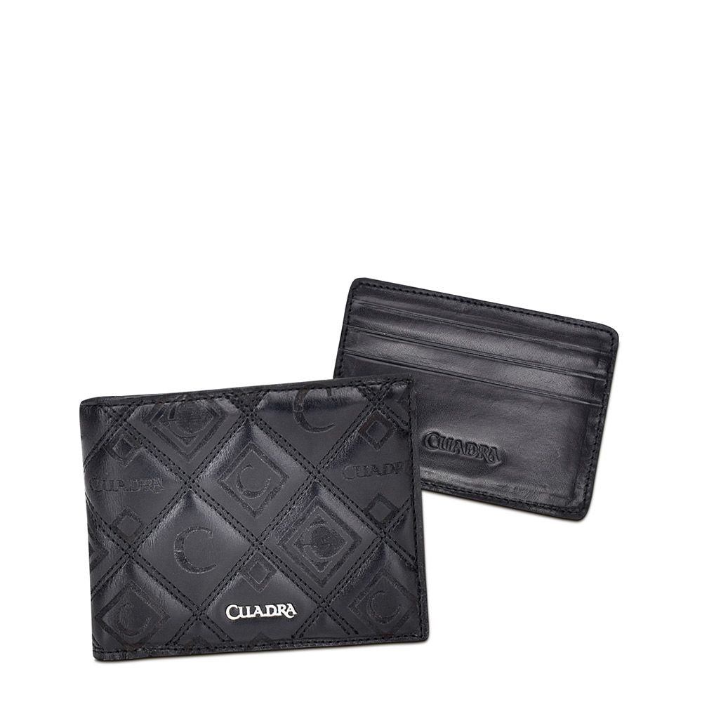 B3018RS Men's Black Casual Calfskin Leather Bi-Fold Wallet - Slim & Stylish for Everyday Use, Travel, and Business