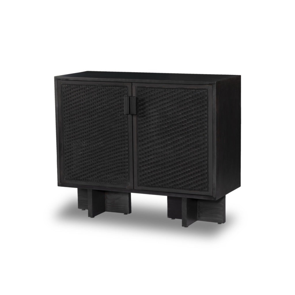 Levon Black Pine Bar Cabinet - Stylish Home Bar Furniture for Living Room, Dining Room & Entertaining