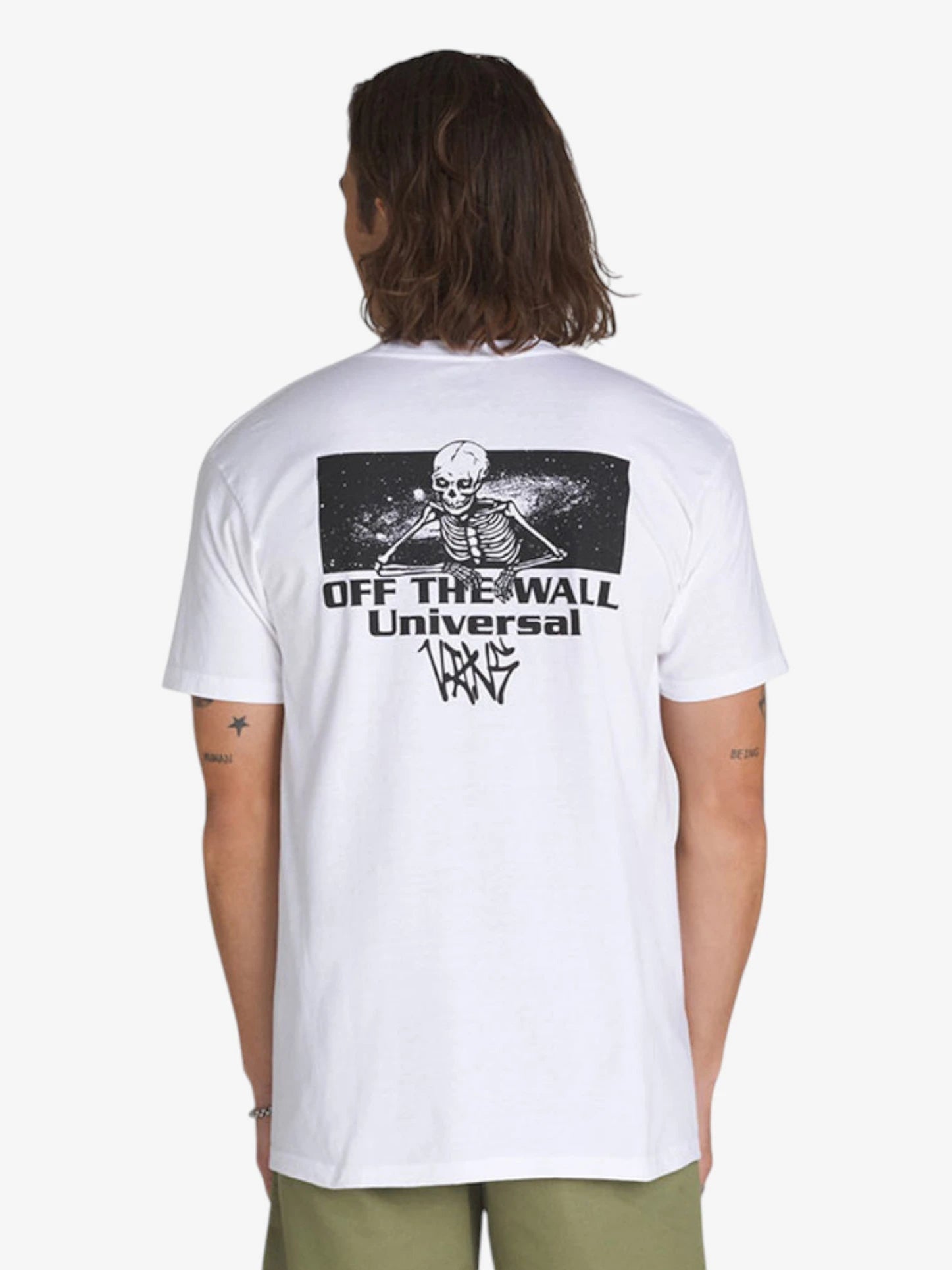 Vans Universe SS White T-Shirt for Men & Women | Classic Cotton Short Sleeve Tee | Casual Streetwear for Skateboarding, Music Festivals & Everyday Wear