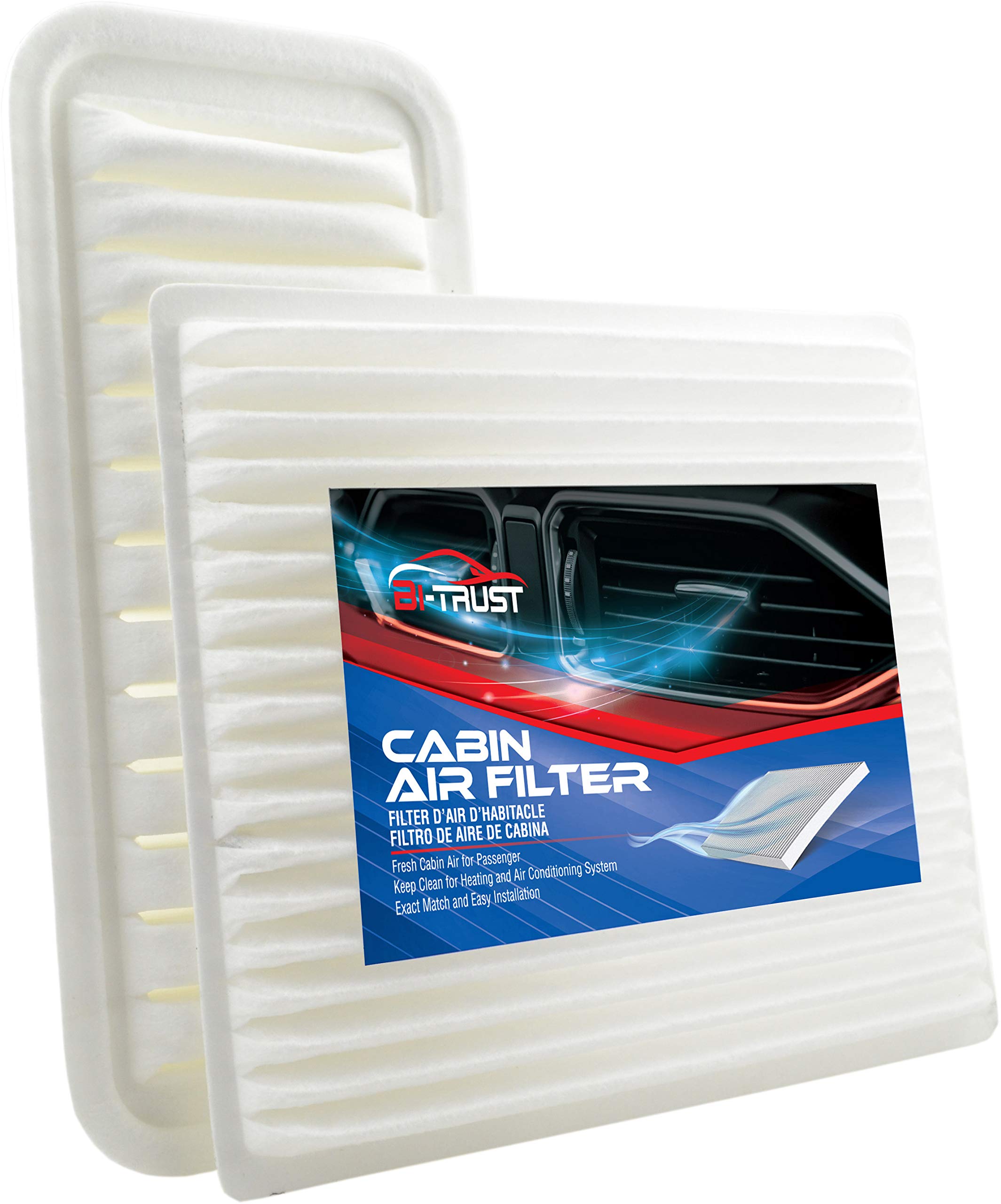 Bi-Trust Premium Engine Cabin Air Filter 2-Pack - Compatible with Scion Xa 1.5L (2004-2006) & Toyota Echo 1.5L (2000-2005) - Direct Replacement for FRAM CF10139, CA9115 - Improves Airflow & Reduces Dust/Pollen for Cleaner Cabin Air