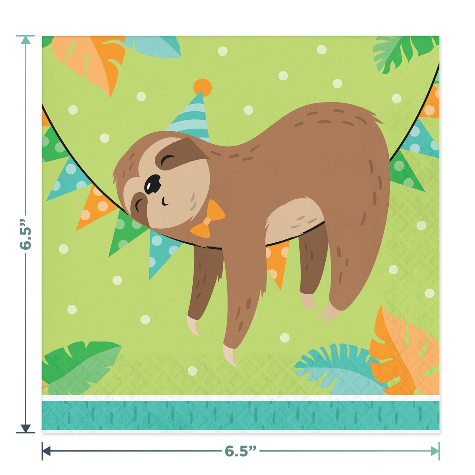 Sloth Party Supplies Set - 16 Hanging Sloth Animal Paper Dinner Plates, Lunch Napkins & Forks for Jungle Theme Birthday Party Decorations | Perfect for Kids Birthday, Baby Shower & Tropical Themed Events