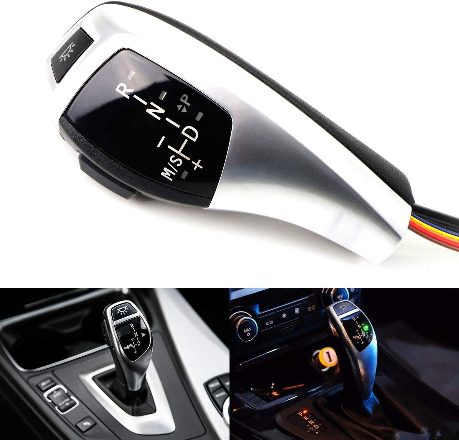 BMW E46 E60 3 Series 5 Series F30 Style LED Illuminated Shift Knob Selector Upgrade - Premium Gear Shift Knob with Color-Changing Lights for Enhanced Driving Experience