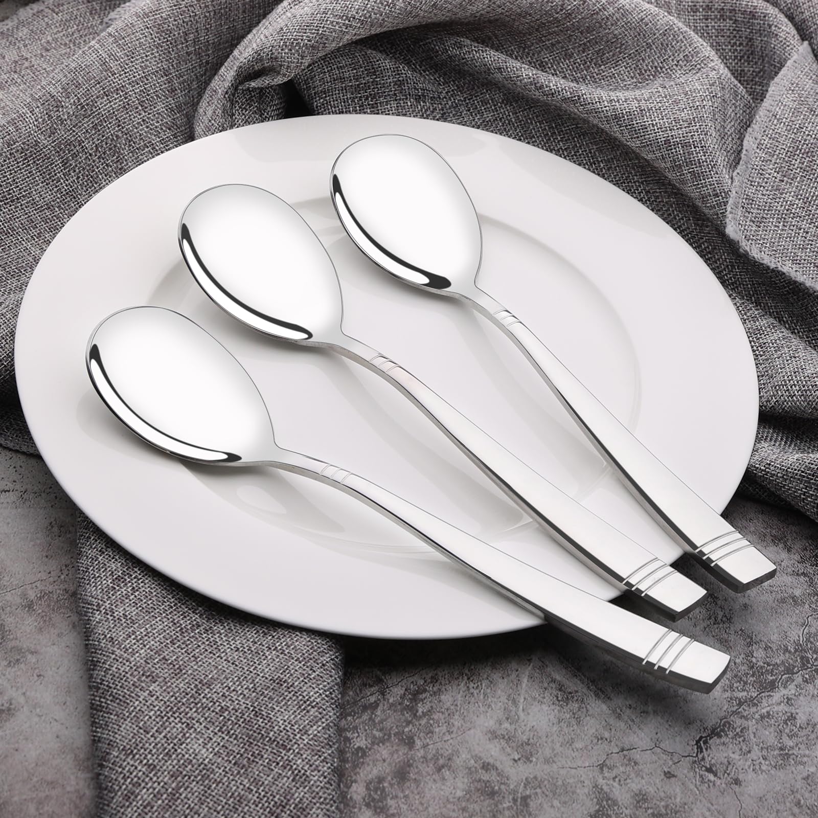6-Piece Stainless Steel Large Serving Spoons Set - Heavy Duty Kitchen Utensils for Cooking, Buffet, Banquet & Catering - Perfect for Restaurants, Parties & Family Gatherings