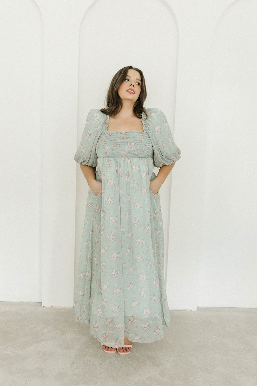 Melody Maxi Dress - Turquoise Floral Print, Bump Friendly & Inclusive Sizing (S-3XL) | Perfect for Maternity, Beach Vacations & Summer Weddings