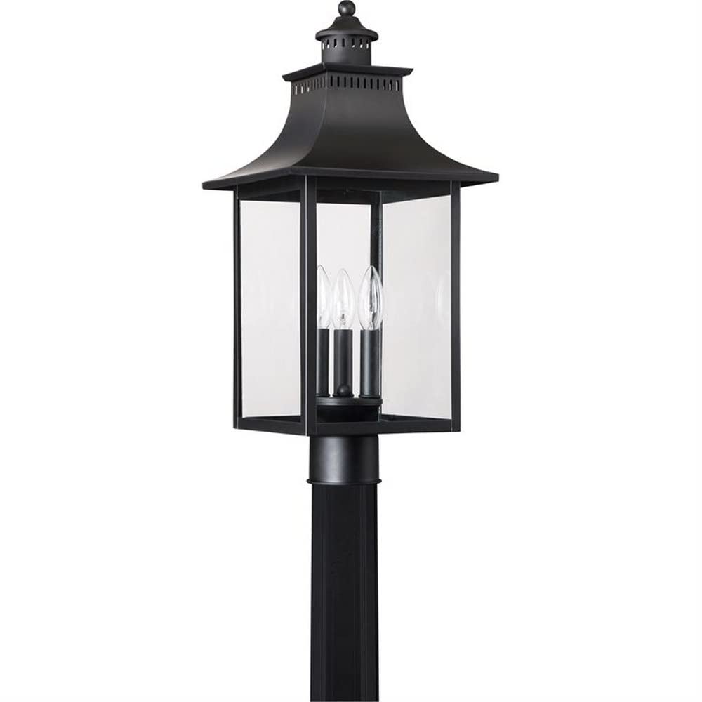 3-Light Outdoor Post Lantern with Mystic Black Finish - Traditional Style Exterior Lighting for Porch, Garden & Pathway - 71-Bel-2539262